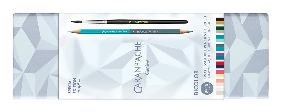 Caran d-Ache Caran d'Ache Aquarellfarbstifte Alpine Frost Spezialedition – 18 Farben, mit Pinsel, Ø 2,8 mm