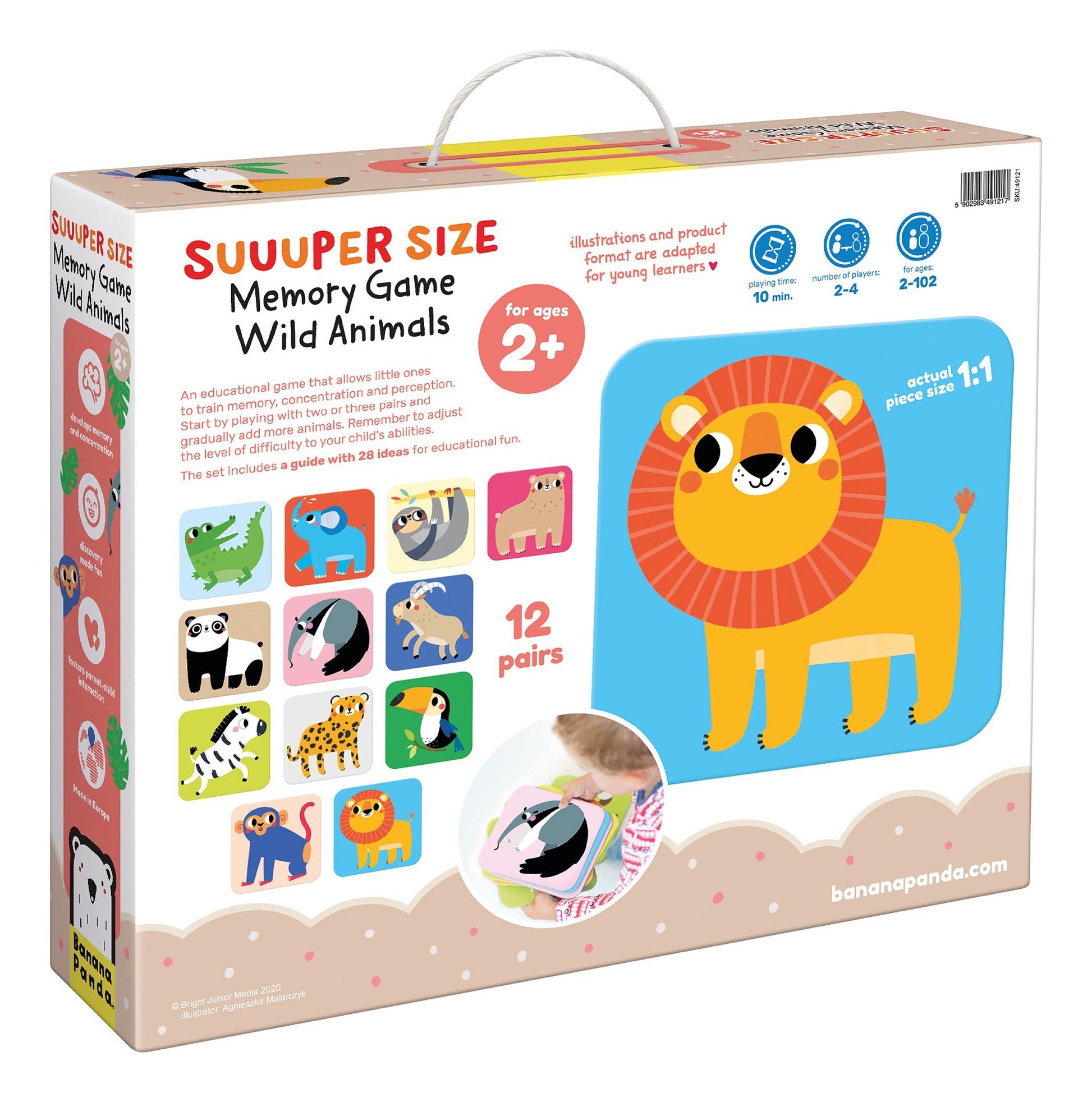 Banana Panda Suuuper Size Memory Spiel Wilde Tiere – Kartenspiel, 2–4 Spieler, ab 2 Jahren, 10 min
