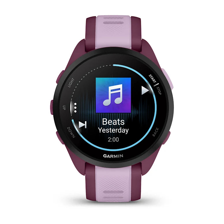 Garmin Forerunner 165 Music – GPS-Smartwatch – 43 mm, 1,2", GPS, Bluetooth, Schwimmen, Beere/Flieder
