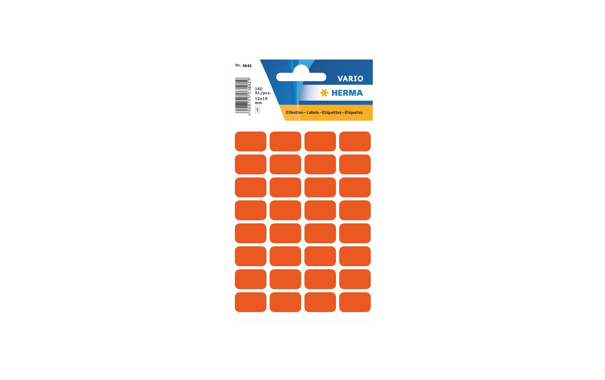 HERMA Schuletiketten – 12 × 19 mm, Abgerundete Ecken, 160 Stk, 5 Bögen, Papier, Permanent Haftend