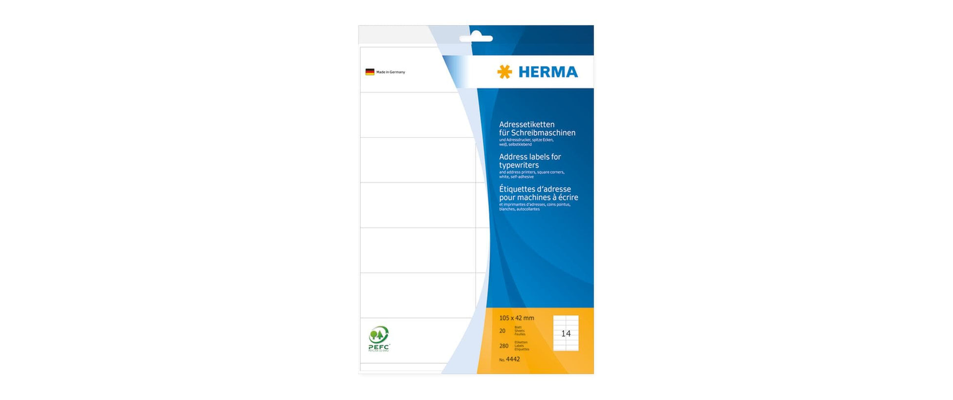 HERMA Adressetiketten, Lift-off-Qualität – für Schreibmaschinen (bis 4 Durchschläge) – 280er-Pack