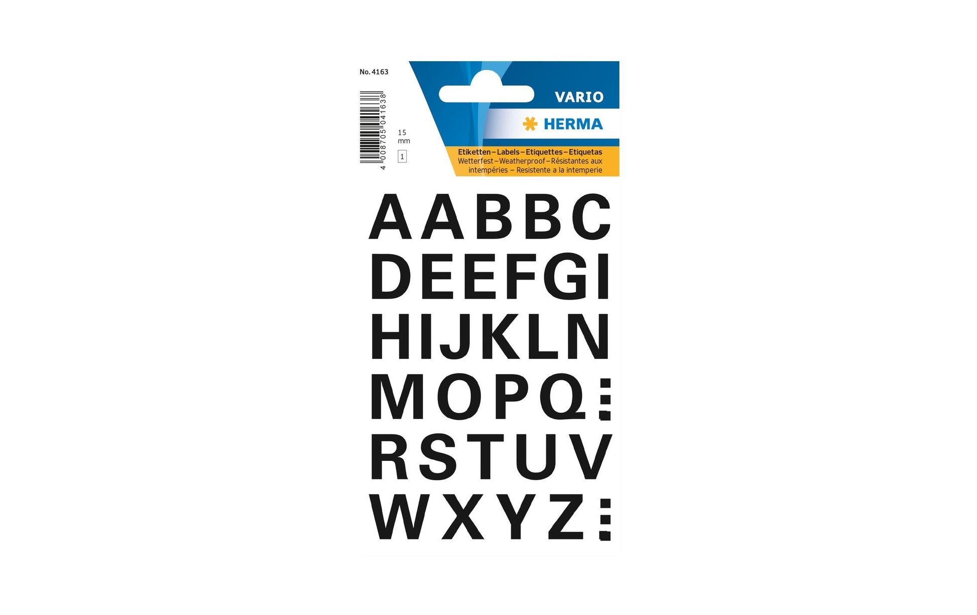 HERMA Buchstabenaufkleber – 84 × 120 mm, Höhe 15 mm, Folie, Schwarz – 36 Stk