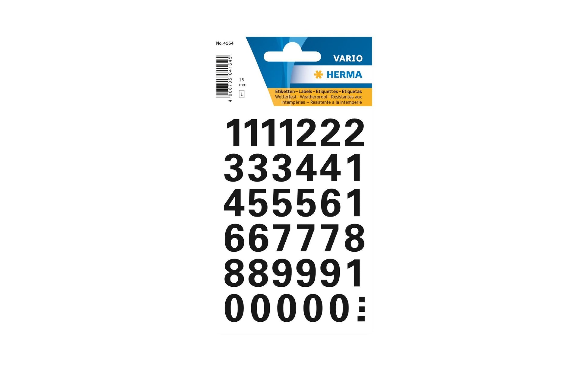HERMA Zahlenaufkleber – 15 mm, 84 × 120 mm, schwarz, Folie – 41 Stk