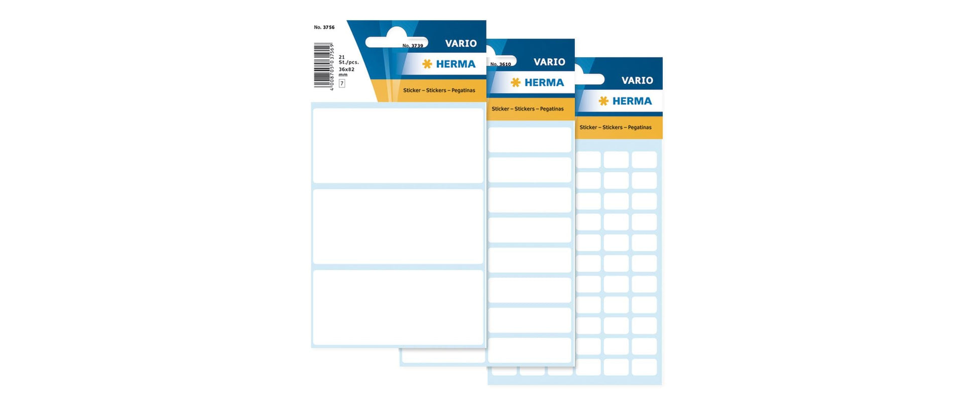 HERMA Vario Schuletiketten – 36 × 82 mm, Abgerundete Ecken, 21 Stück, 7 Bögen, Papier, Permanent Haftend