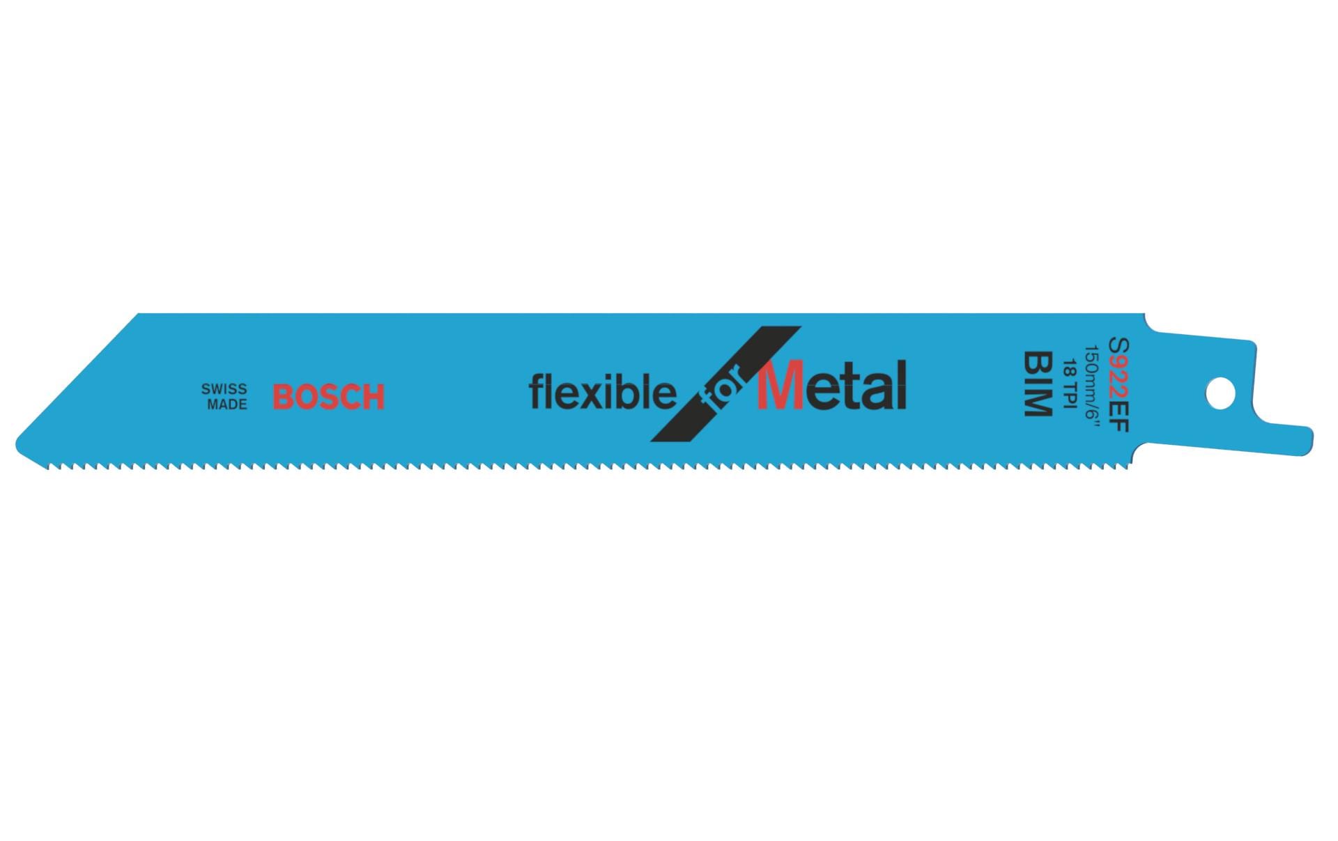 Bosch Professional S 922 EF Säbelsägeblatt 150 mm, 0,9 mm Schnittstärke Bimetallisch – für Metall – 5 Stk – 18