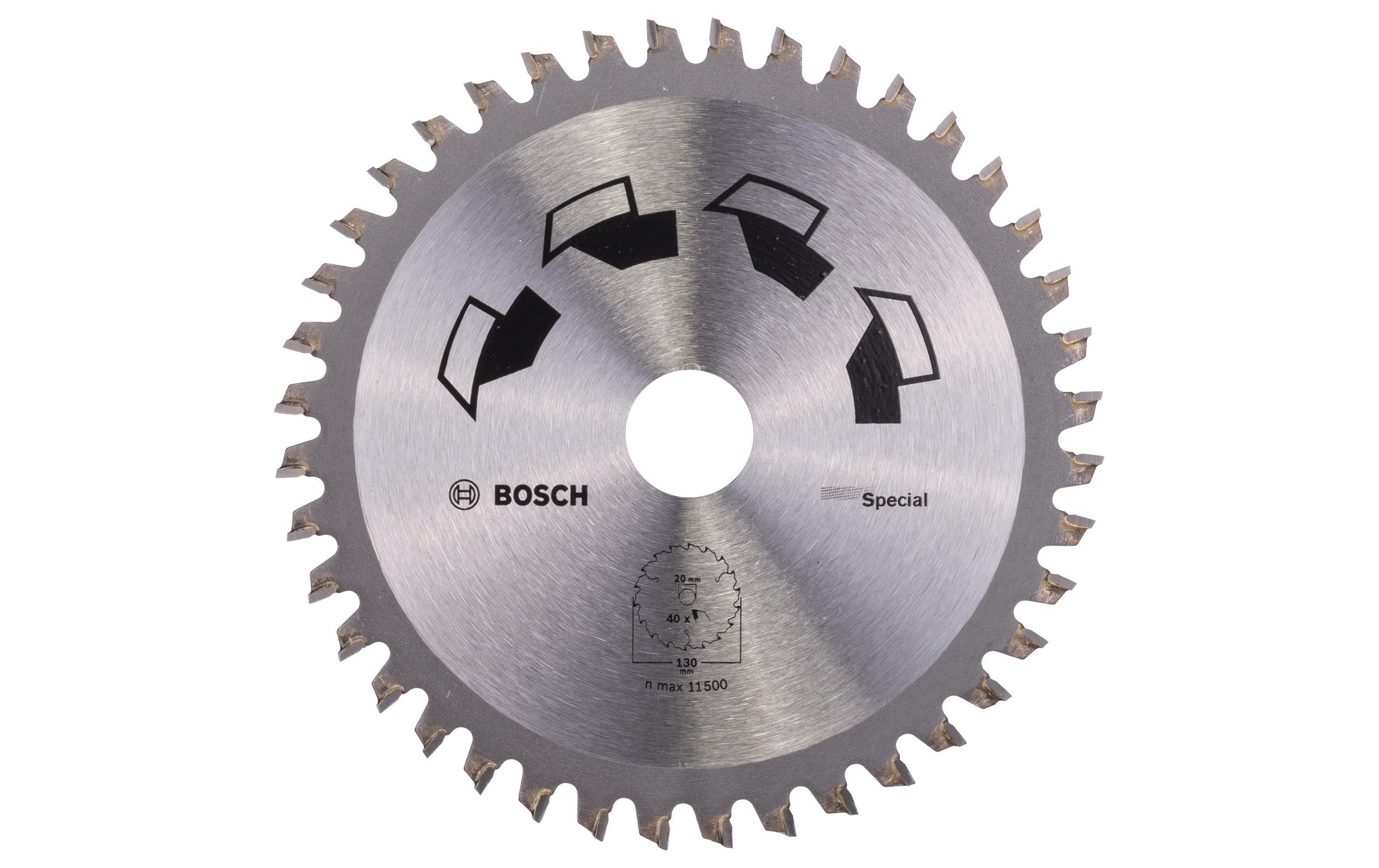 Bosch SPECIAL Kreissägeblatt 130 × 20 × 2,2 mm, 40 Zähne – für Spanholzplatte, Kunststoff, Weichholz u. a. – 1 Stück