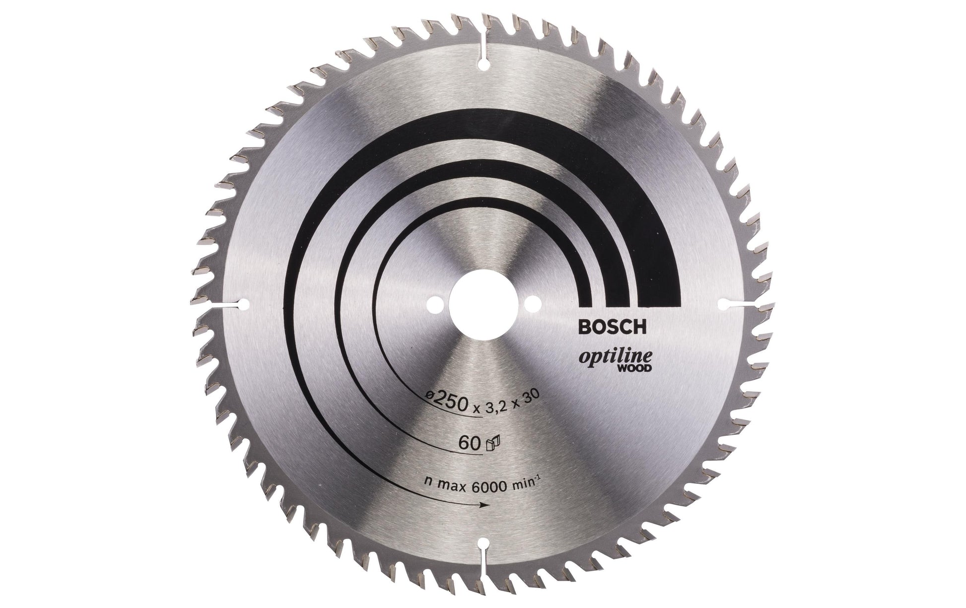 Bosch Professionelles Optiline Wood Kreissägeblatt 250 × 30 × 3,2 mm, 60 Zähne – für Holz – 1 Stück