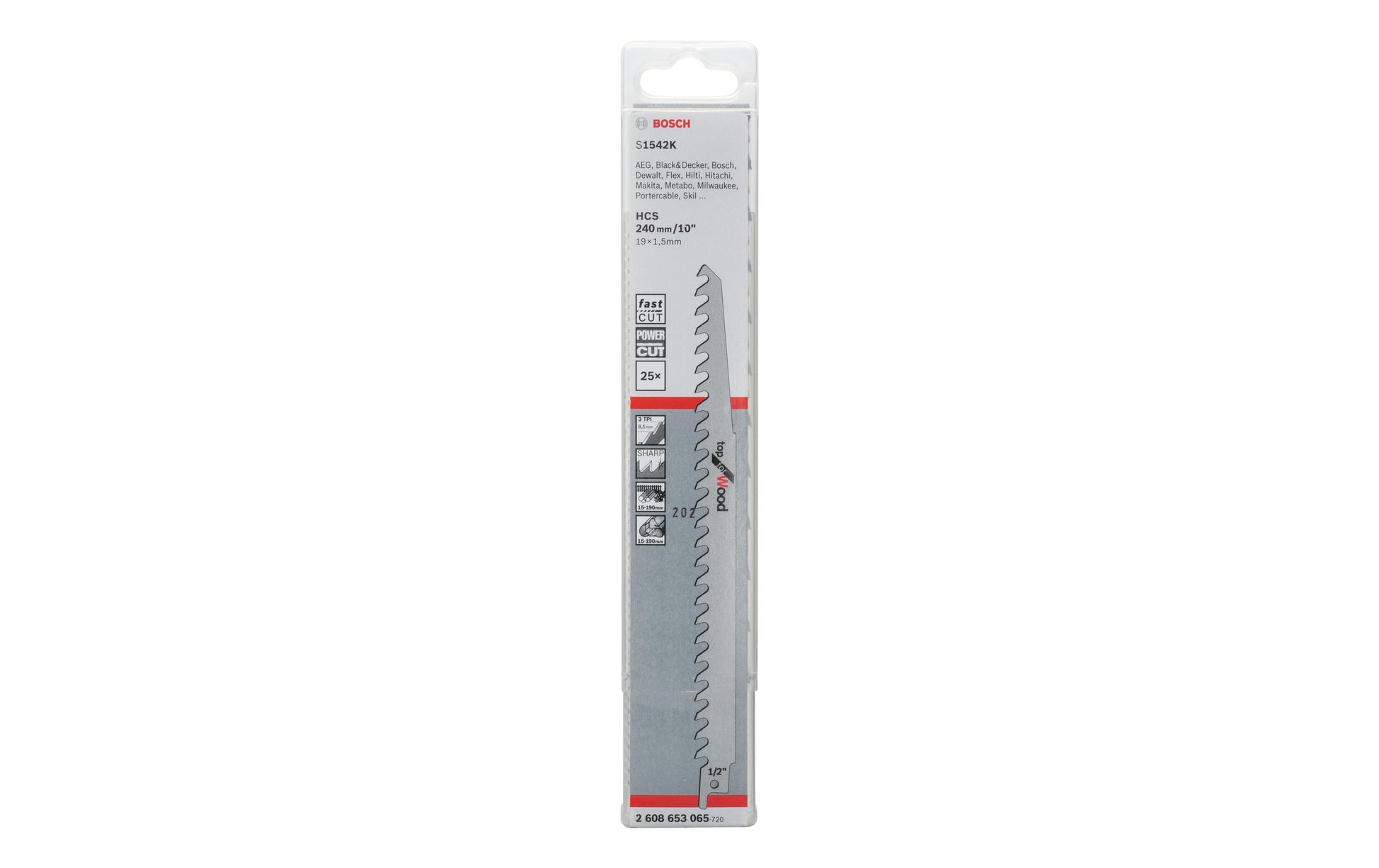 Bosch Professional – Säbelsägeblatt, S 1542 K, 240 mm, 25 Stk.