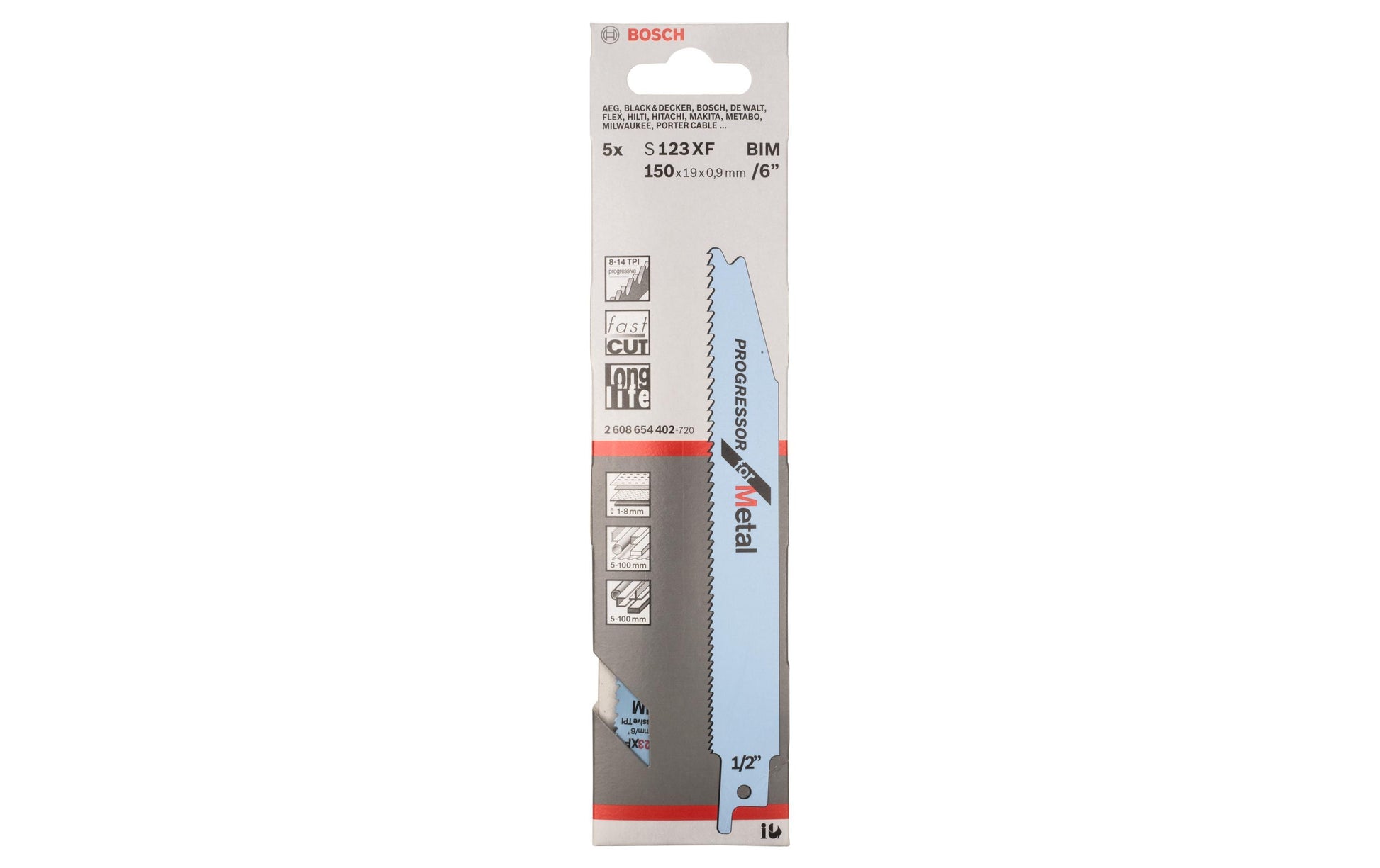 Bosch Professional S 123 XF Säbelsägeblatt – für Metall – 5 Stk