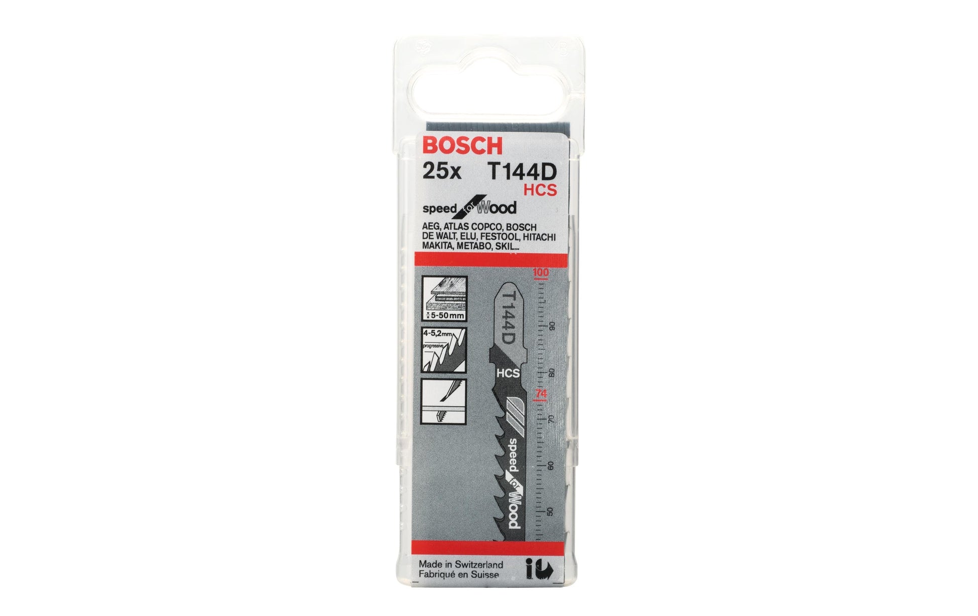 Bosch Professionelles Stichsägeblatt 100 mm HCS – 25 Stk – variabler Klingenzahnabstand 4–5,2 mm – für Holz