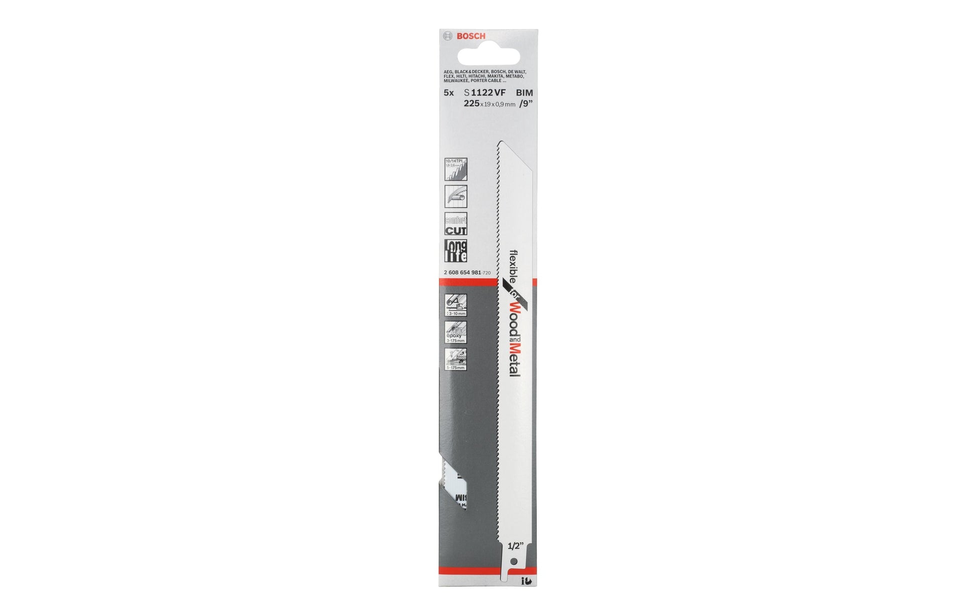 Bosch Professionelles Säbelsägeblatt Klingenzahnabstand 1,8–2,6 mm – für Holz, Metall, Epoxid und mehr – 5 Stück
