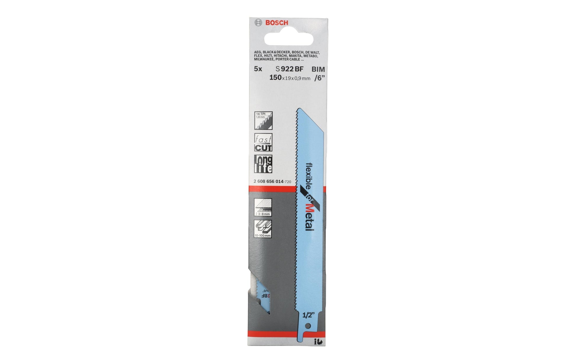 Bosch Professional S 922 BF Säbelsägeblatt 150 mm Bimetall – für Metall – 5 Stk