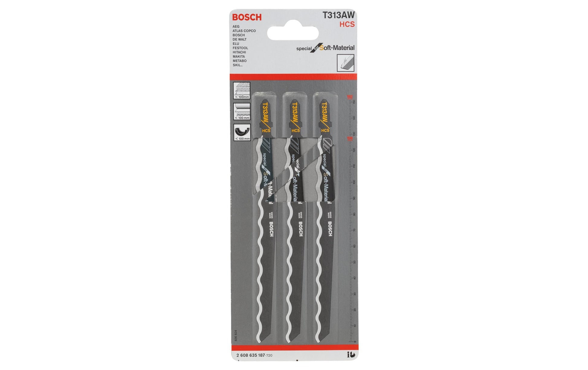 Bosch Professionelles Stichsägenblatt – für Gummi – 3 Stk
