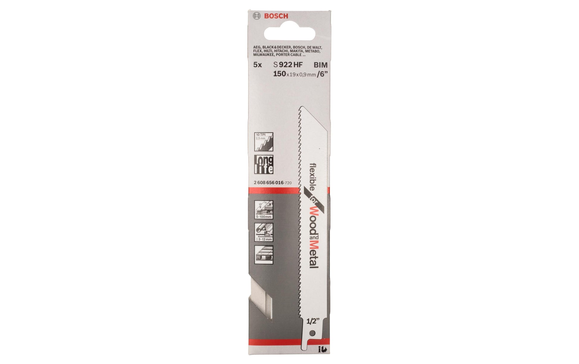 Bosch Professional S 922 HF Säbelsägeblatt – für Kunststoff – 5 Stk