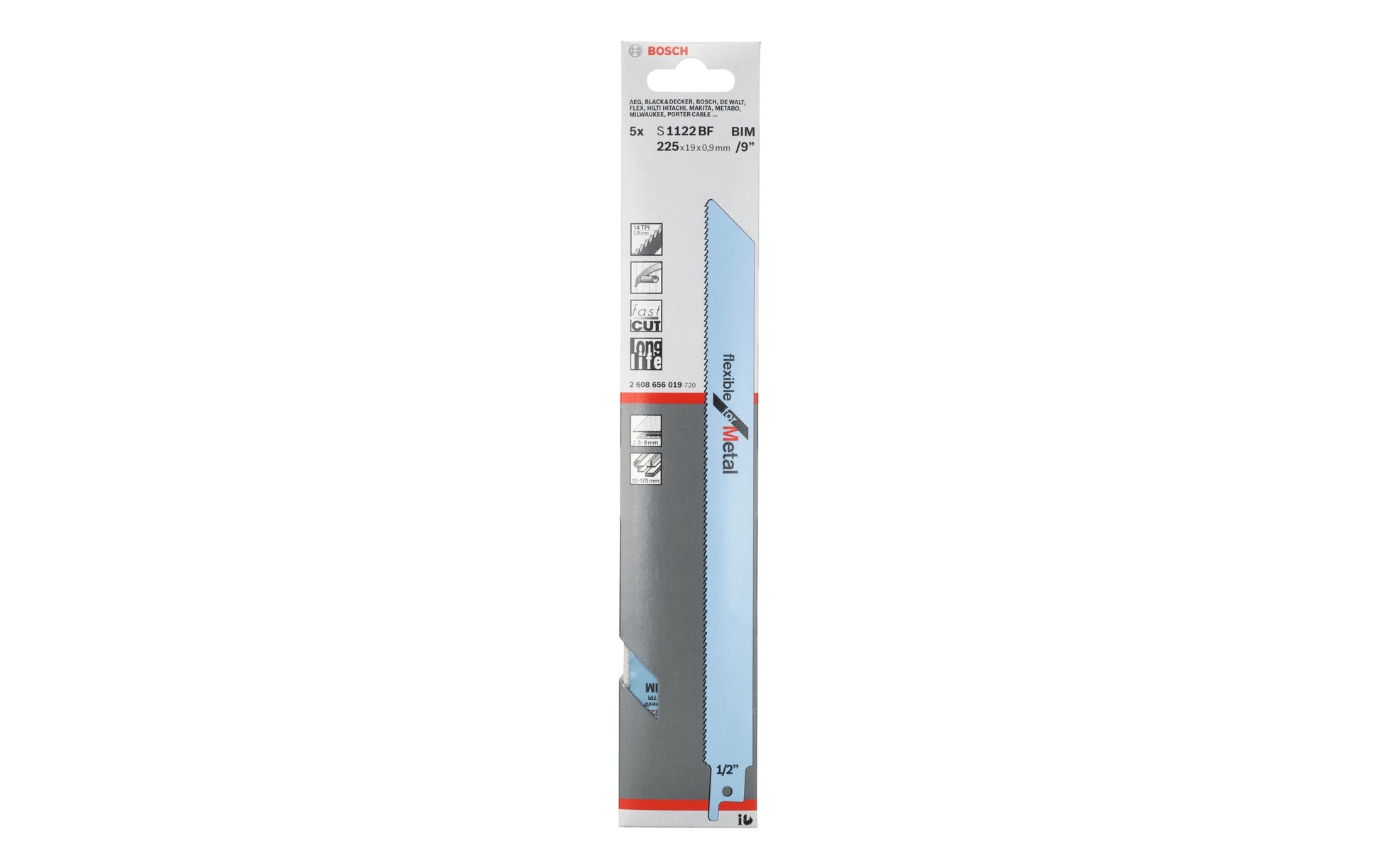 Bosch Professionelles Säbelsägeblatt 225 mm Bimetall – für Metall – 5 Stk
