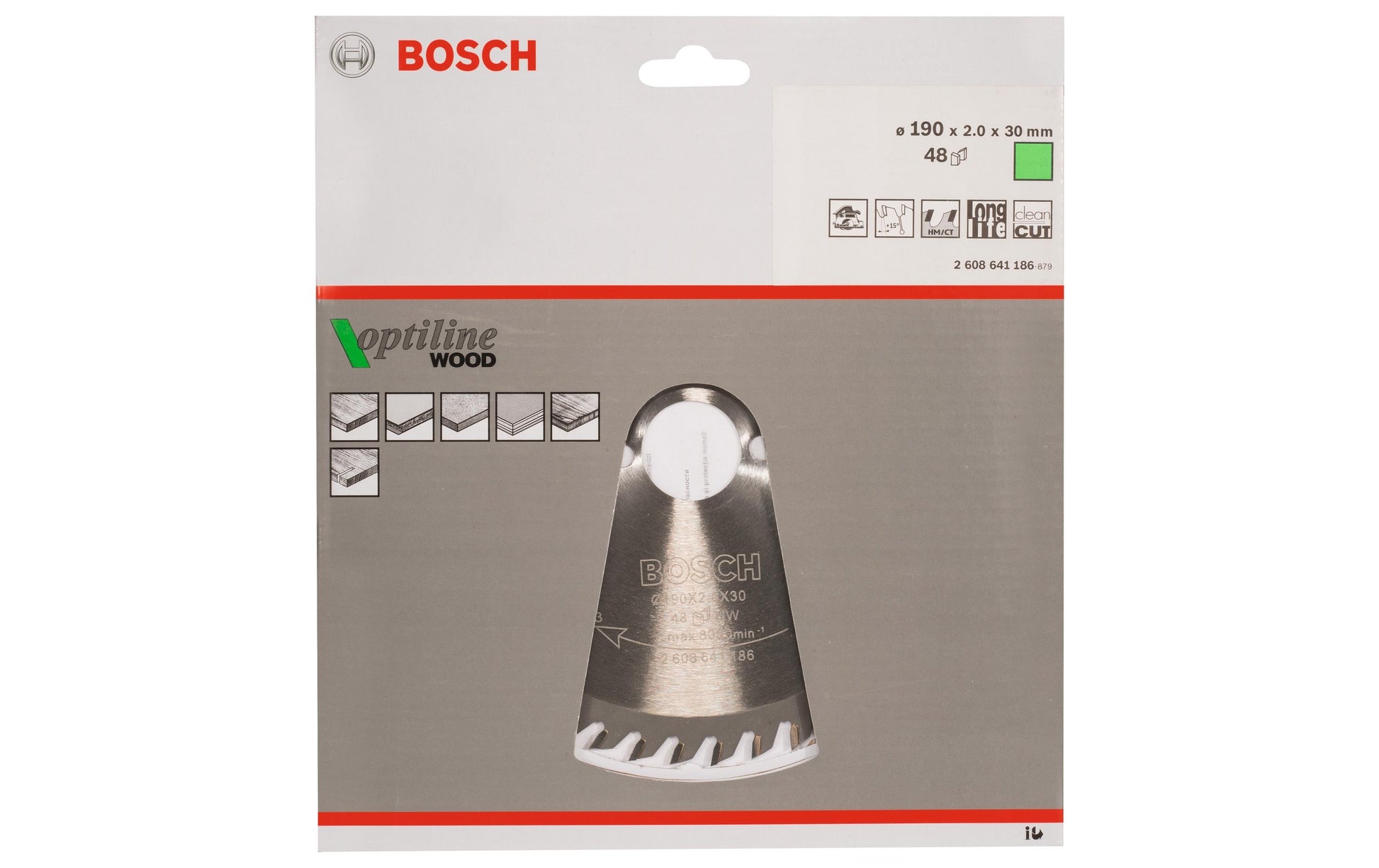 Bosch Professional – Kreissägeblatt, 48 Zähne, Optiline Wood, 190 mm × 30 mm × 2,0 mm