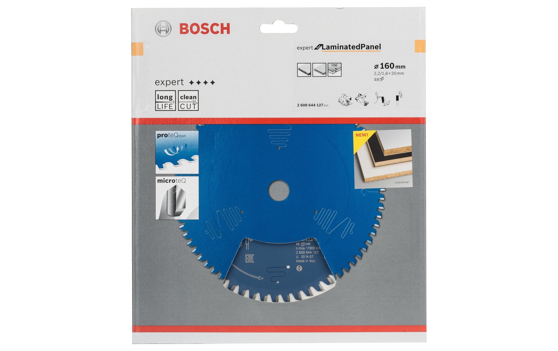 Bosch Professional – Kreissägeblatt, Expert Laminated Panel, 2608644127, 160 mm × 20 mm × 2,2 mm