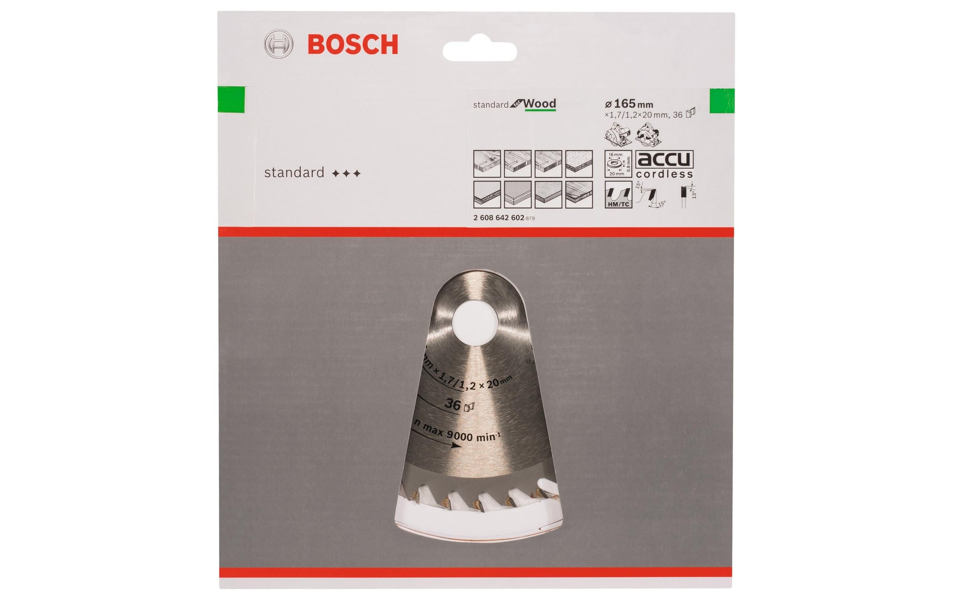 Bosch Professional – Kreissägeblatt, Optiline Wood, 165 mm × 20/16 mm × 1,7 mm