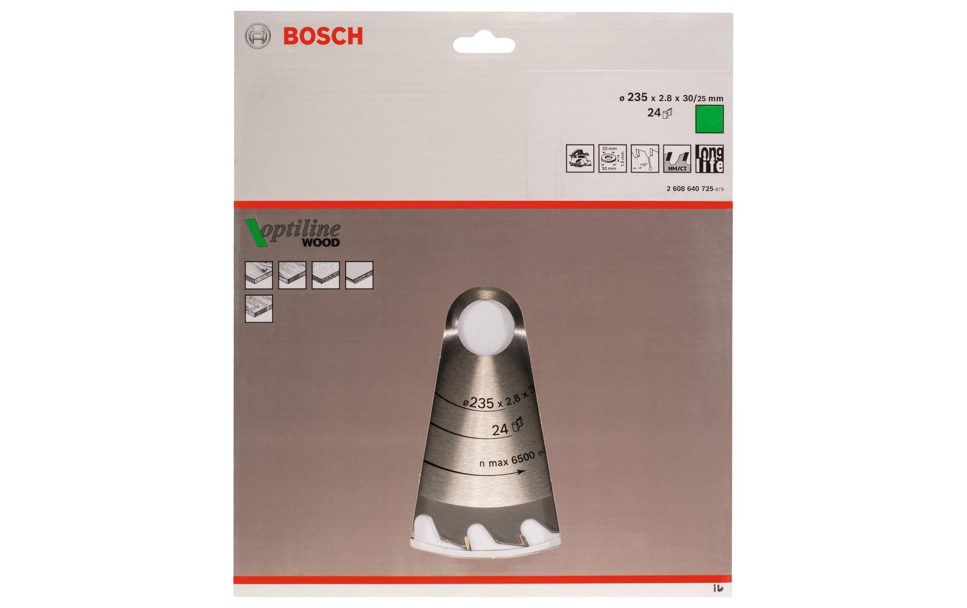 Bosch Professional – Kreissägeblatt, 24 Zähne, Optiline Wood, 235 mm×30/25 mm×2,8 mm