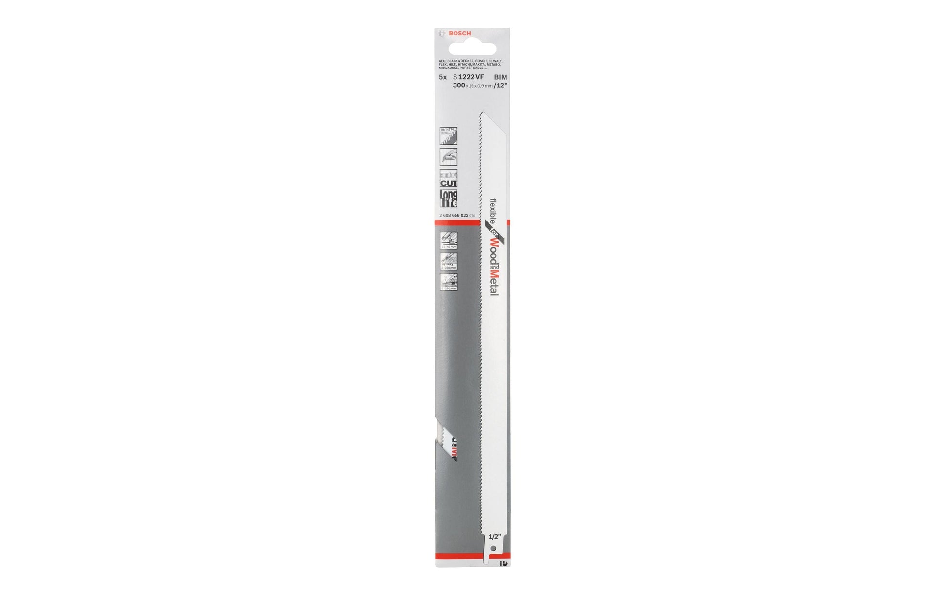 Bosch Professional S 1222 VF Säbelsägeblatt – 5 Stk – variabler Klingenzahnabstand 1,8–2,6 mm