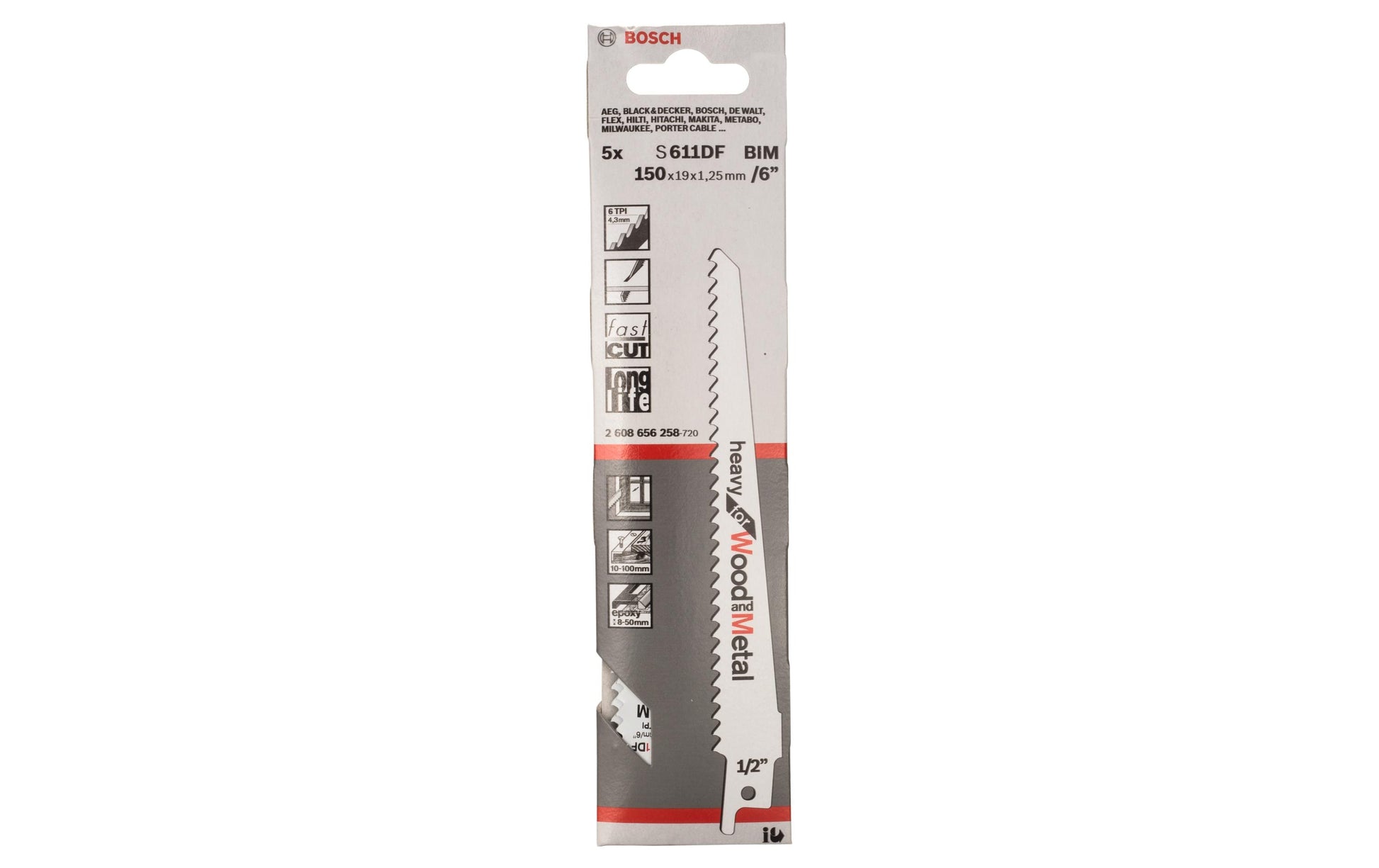 Bosch Professional S 611 DF Säbelsägeblatt – für Holz – 5 Stk