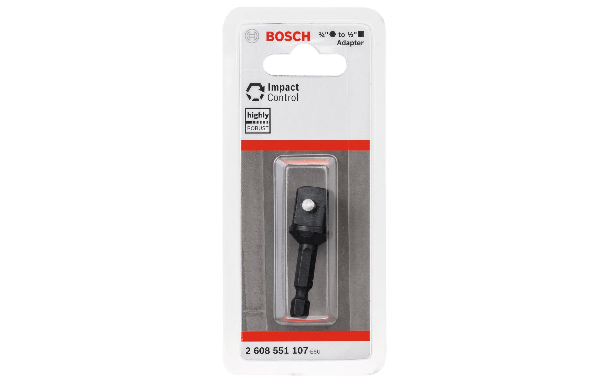 Bosch Professioneller Adapter 50 mm Stahl Sechskantschaft 1/4" – für 1/2" Steckschlüsseleinsätze – 1 Stk