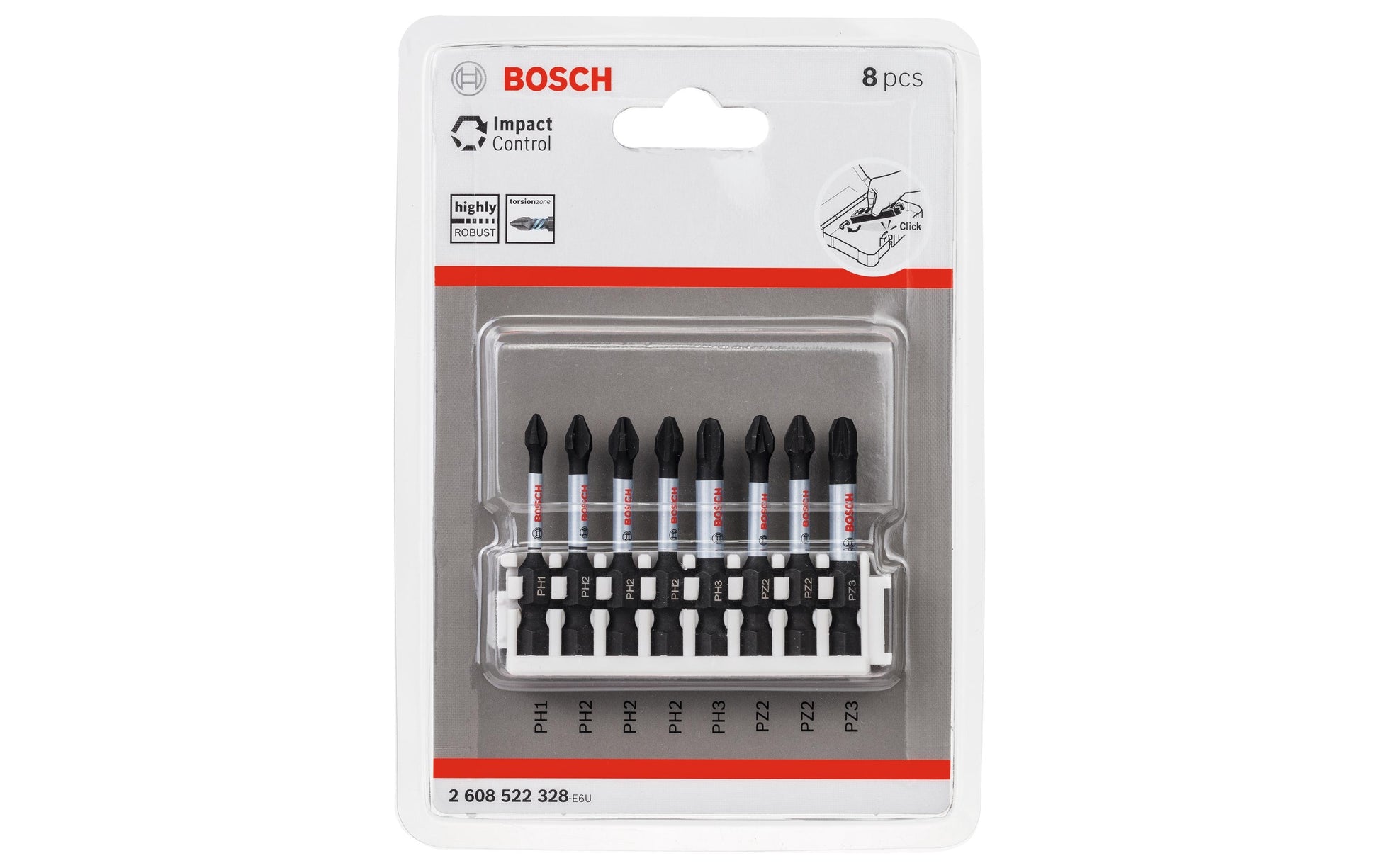 Bosch Professional Impact Control Power – Schrauberbit-Set PH/PZ/TX, 8-teilig – 2 608 522 328