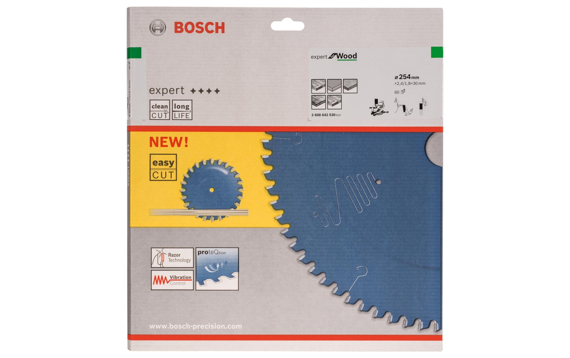 Bosch Professional – Kreissägeblatt, 60 Zähne, 2 608 642 530, 254 mm × 30 mm × 2,4 mm