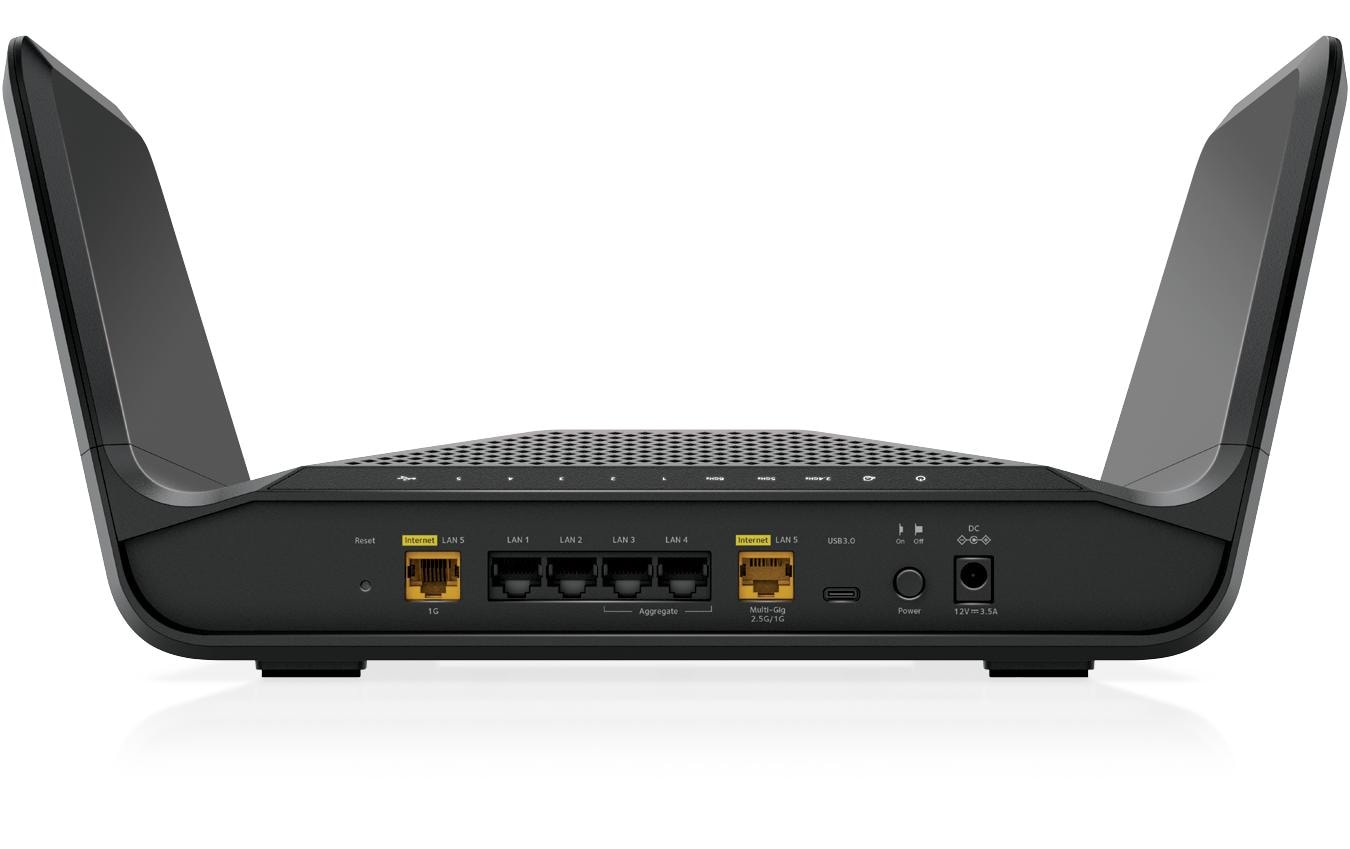NETGEAR RAXE300 – WLAN-Router – Wi-Fi 6E Tri-Band (2,4/5/6 GHz), 6,6 Gbit/s