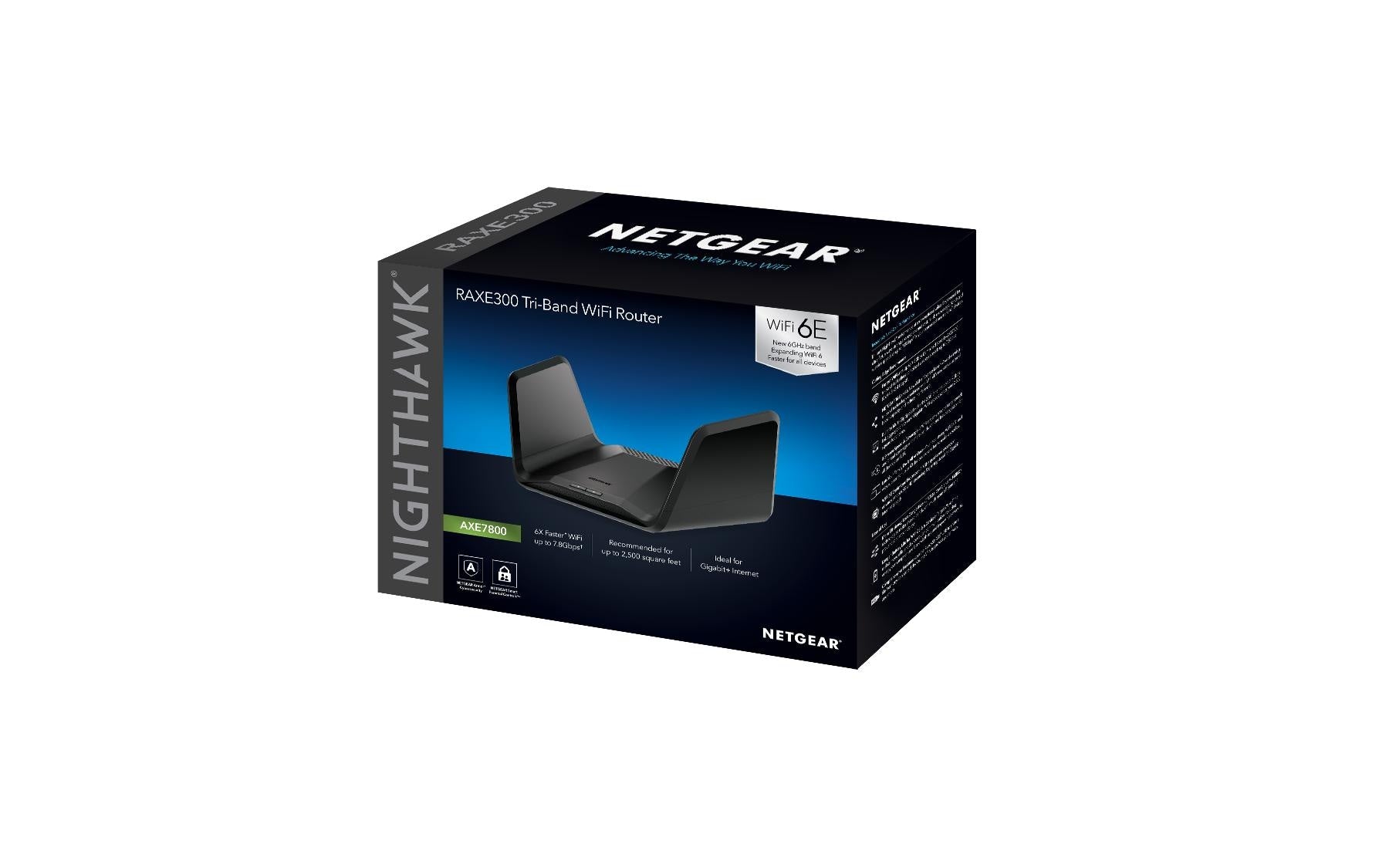 NETGEAR RAXE300 – WLAN-Router – Wi-Fi 6E Tri-Band (2,4/5/6 GHz), 6,6 Gbit/s