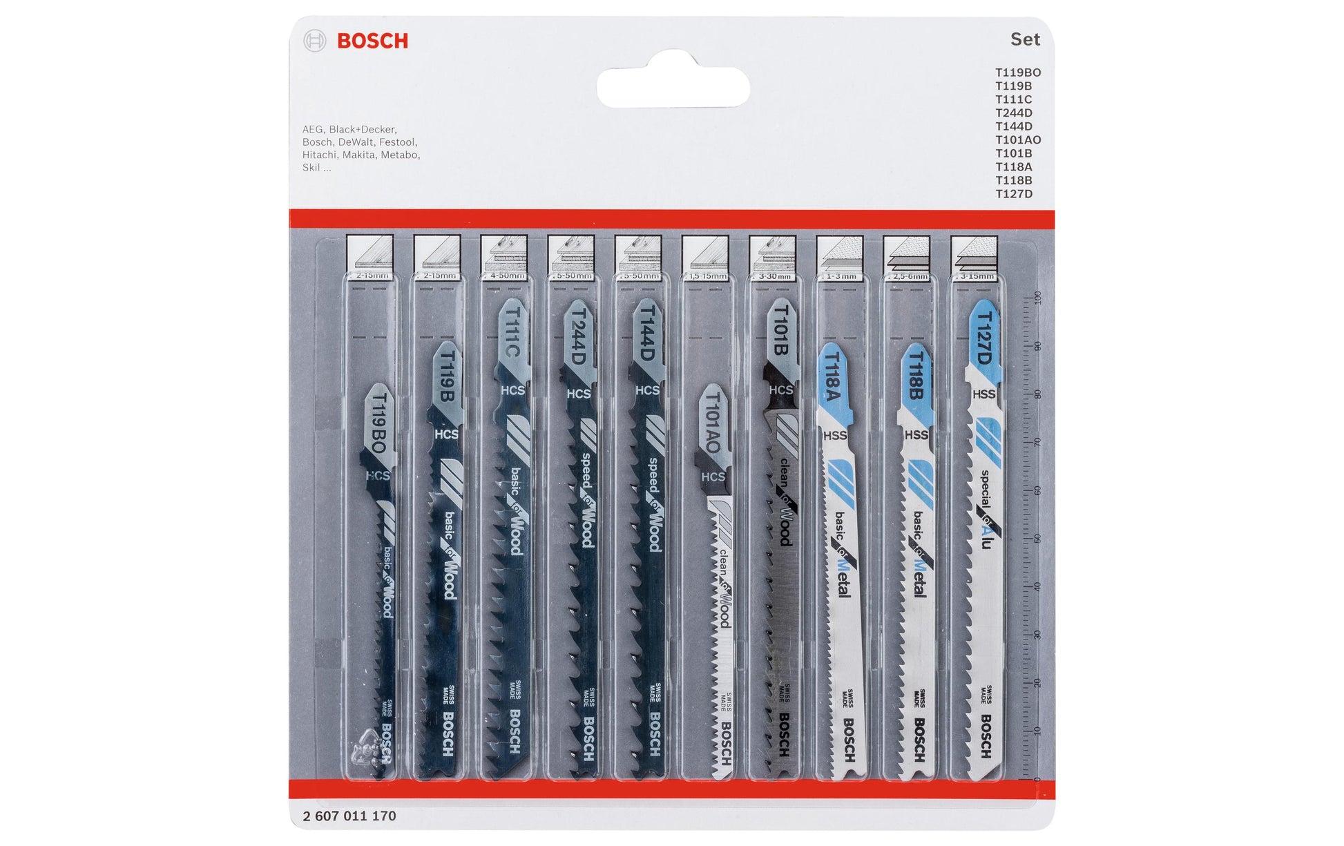 Bosch Professionelles Stichsägeblatt-Set – für Metall, Holz – 10 Stk