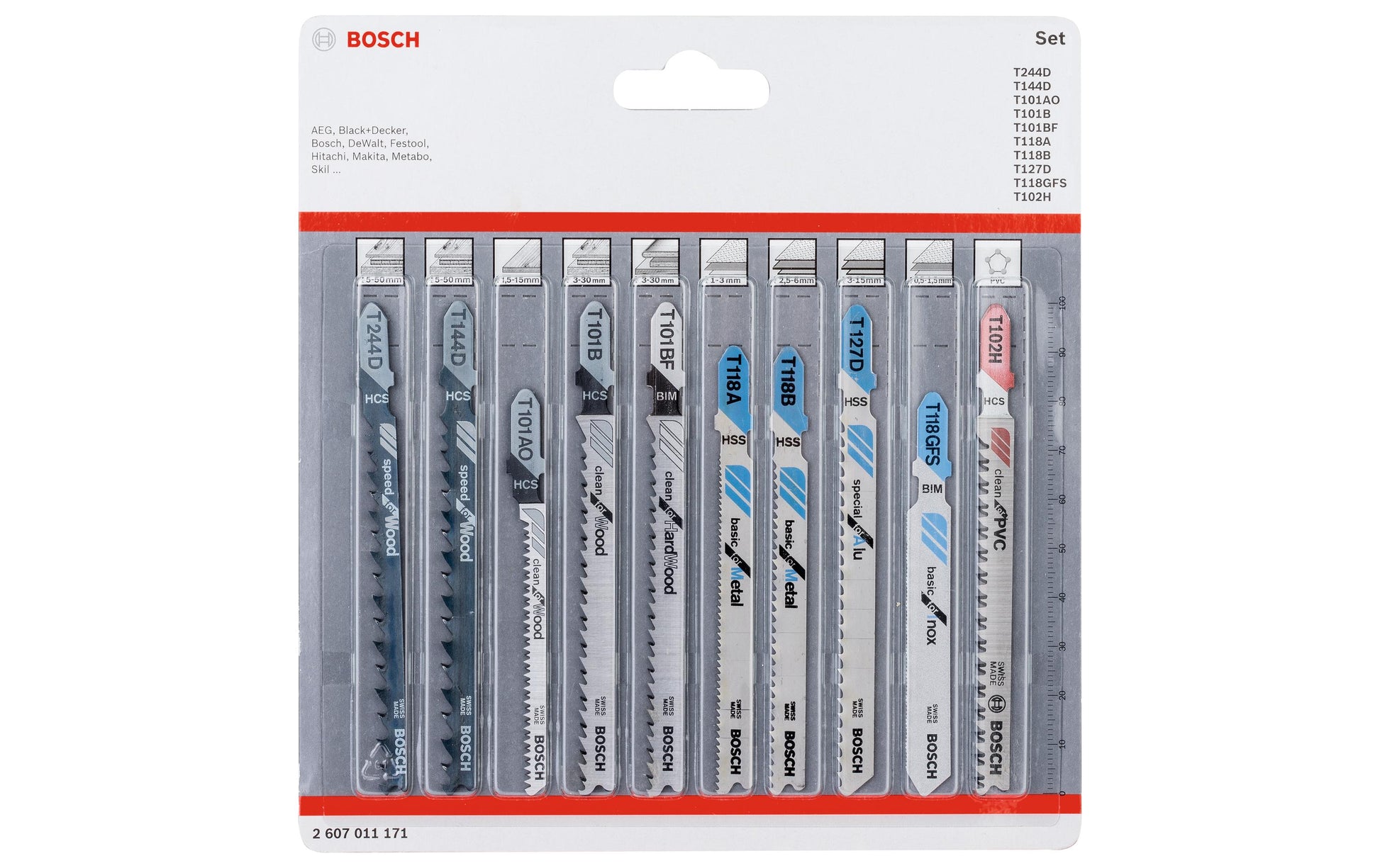 Bosch Professionelles Stichsägeblatt-Set – für Metall, Holz, Kunststoff – 10-tlg.