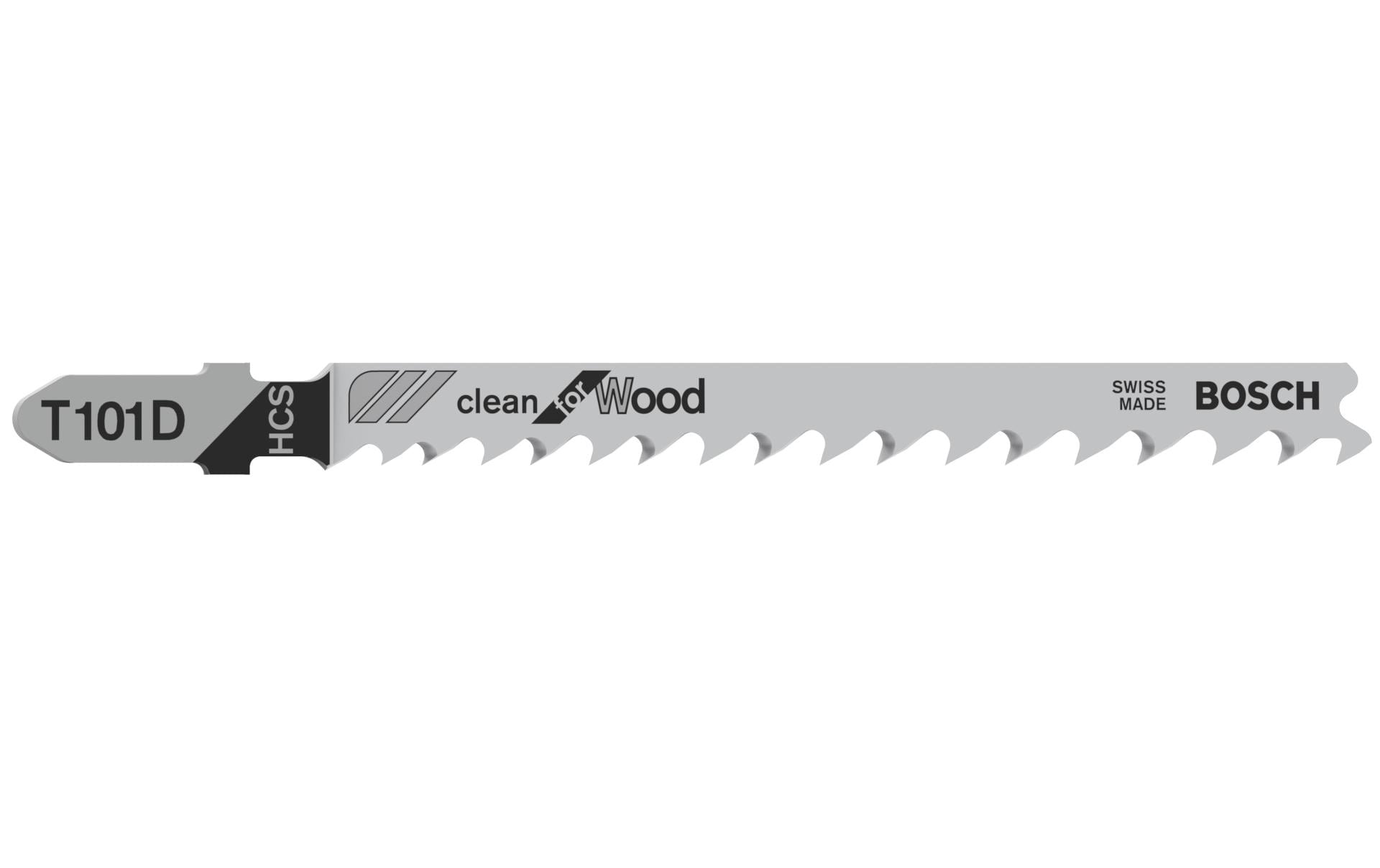 Bosch Professionelles T101D Stichsägeblatt 100 mm HCS – für Holz – 5 Stk – variabler Klingenzahnabstand 4–5,2 mm