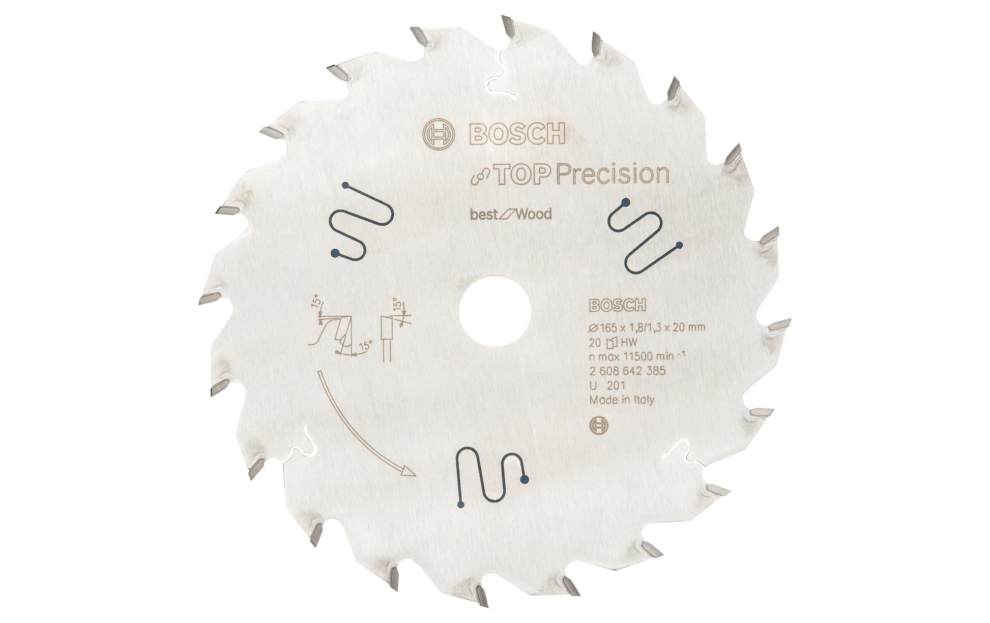 Bosch Professional – Kreissägeblatt, Top Precision Best Wood, 2 608 642 385, 165 mm × 20 mm