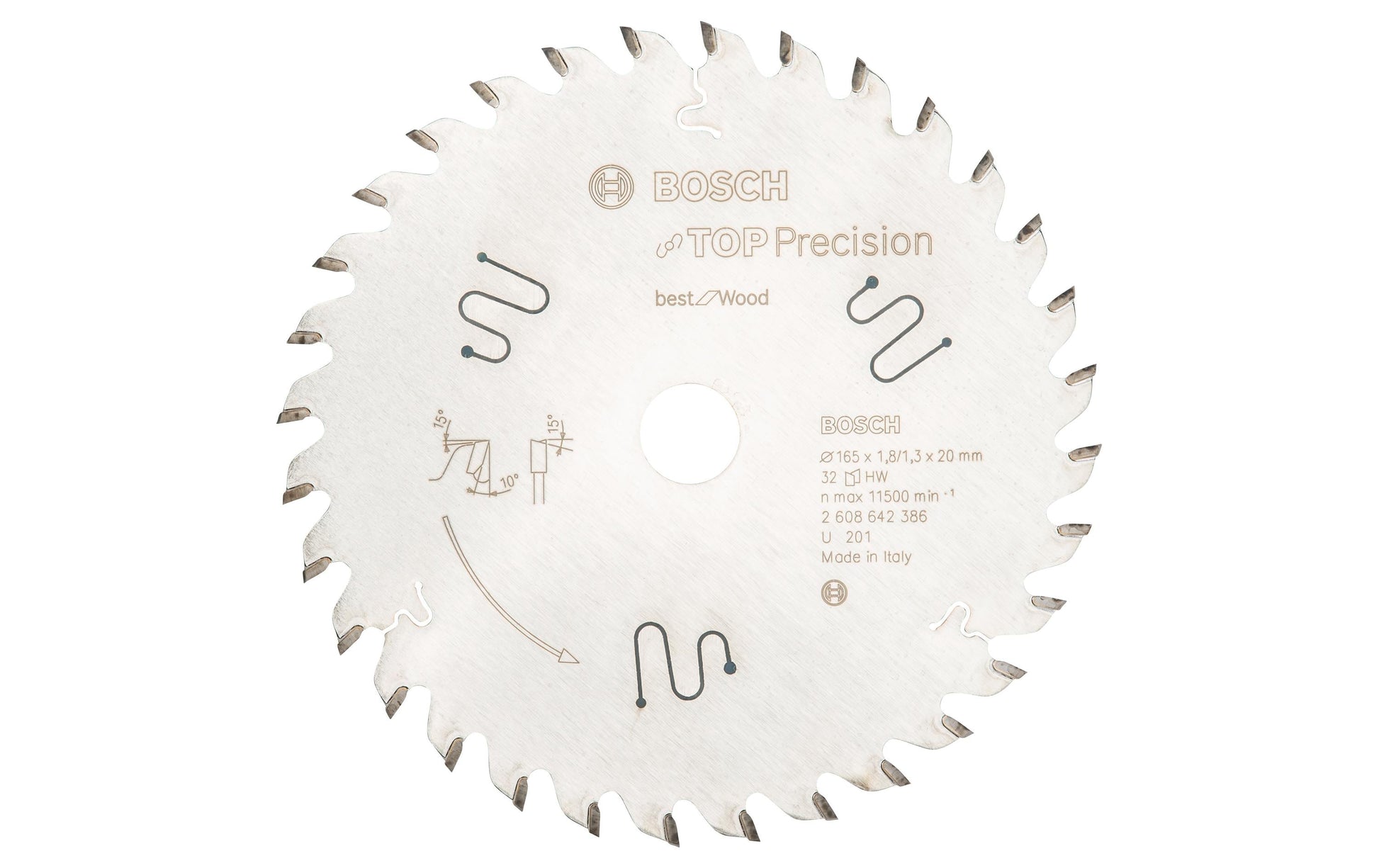 Bosch Professional – Kreissägeblatt, 32 Zähne, Top Precision Best Wood, 165 mm × 20 mm × 1,8 mm