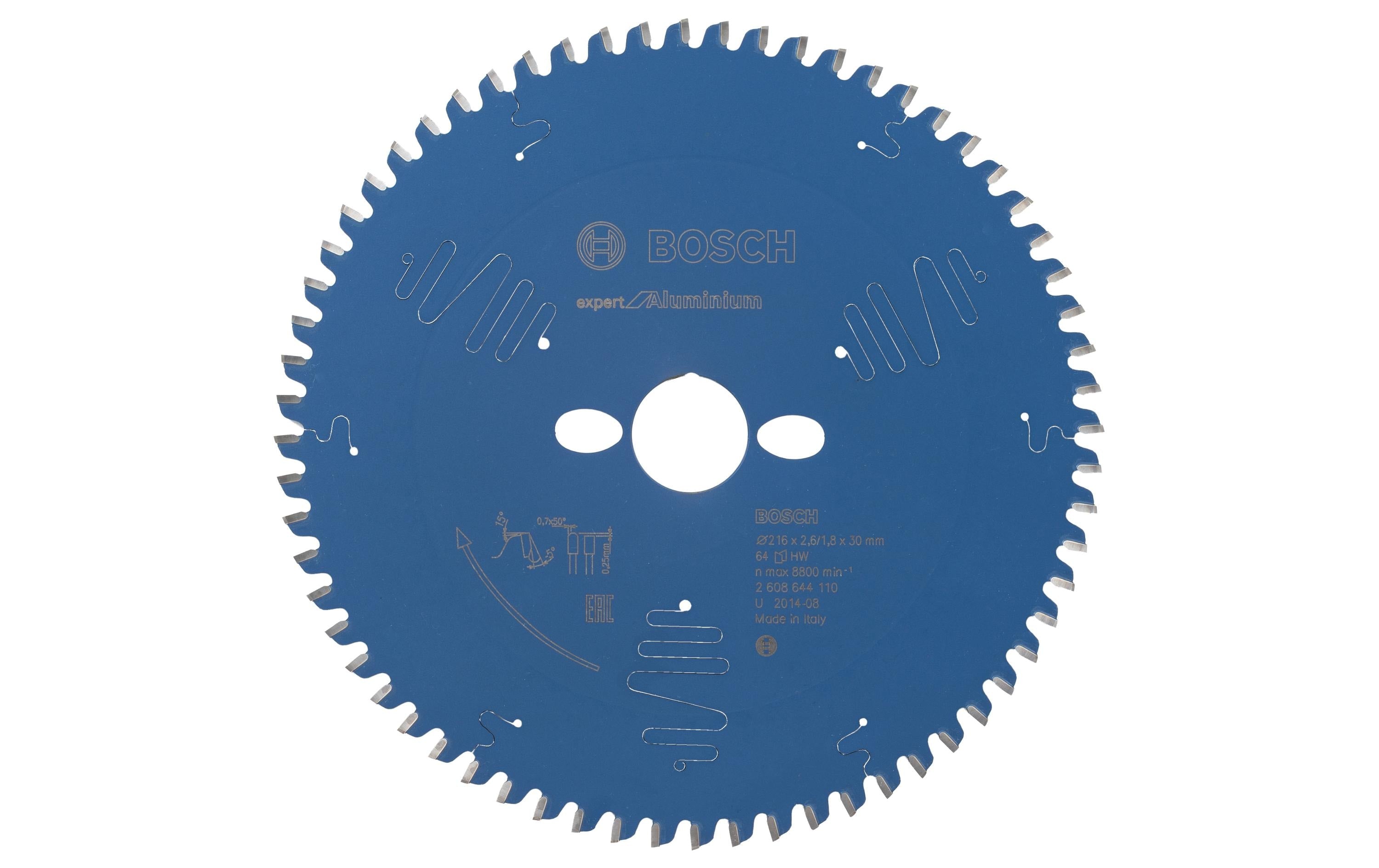 Bosch Professional – Kreissägeblatt, 64 Zähne, Expert Aluminium, 216 mm × 30 mm × 2,6 mm
