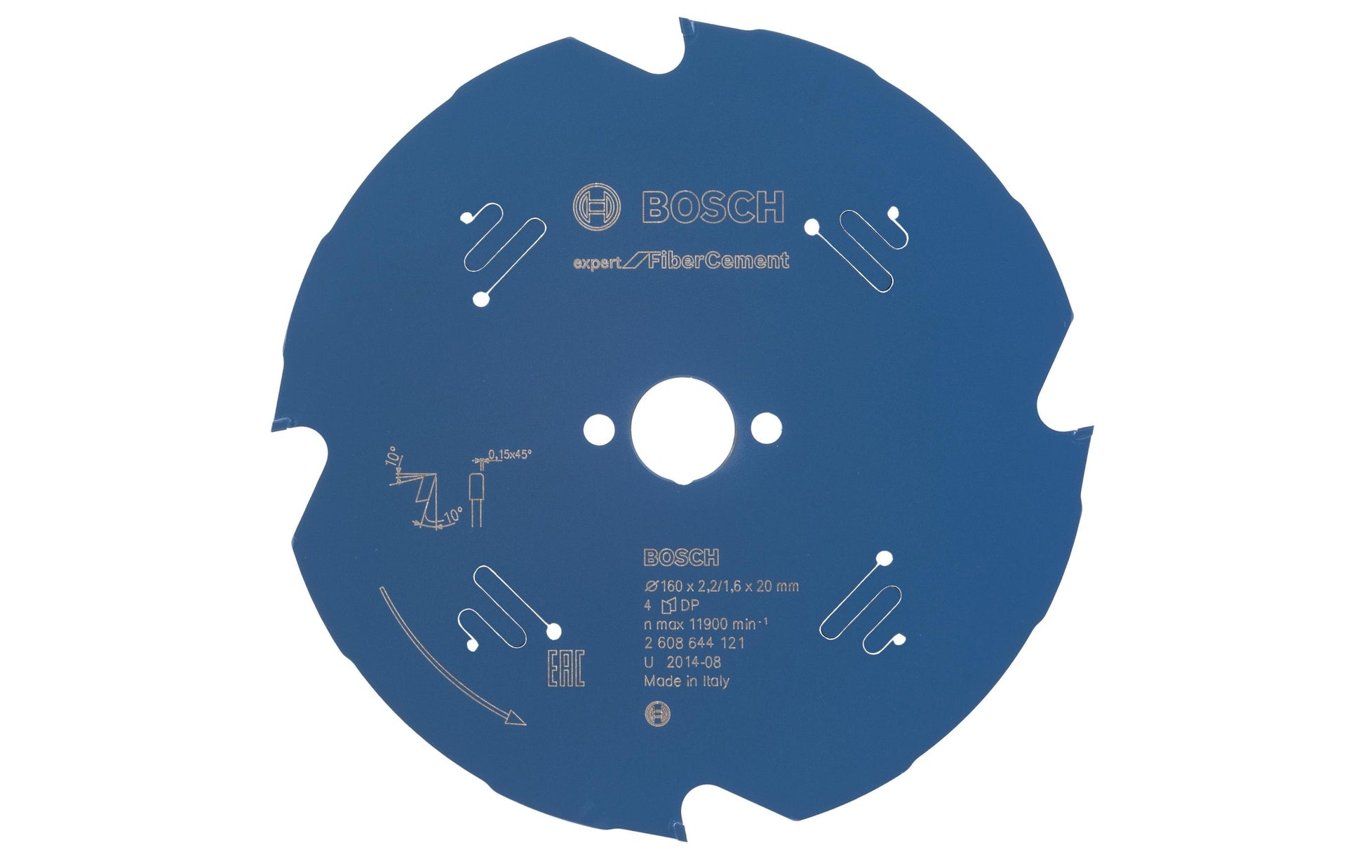 Bosch Professionelles Expert Faserzement-Kreissägeblatt 160 × 20 × 2,2 mm, 4 Zähne – TCG – für Faserzement – 1 Stück
