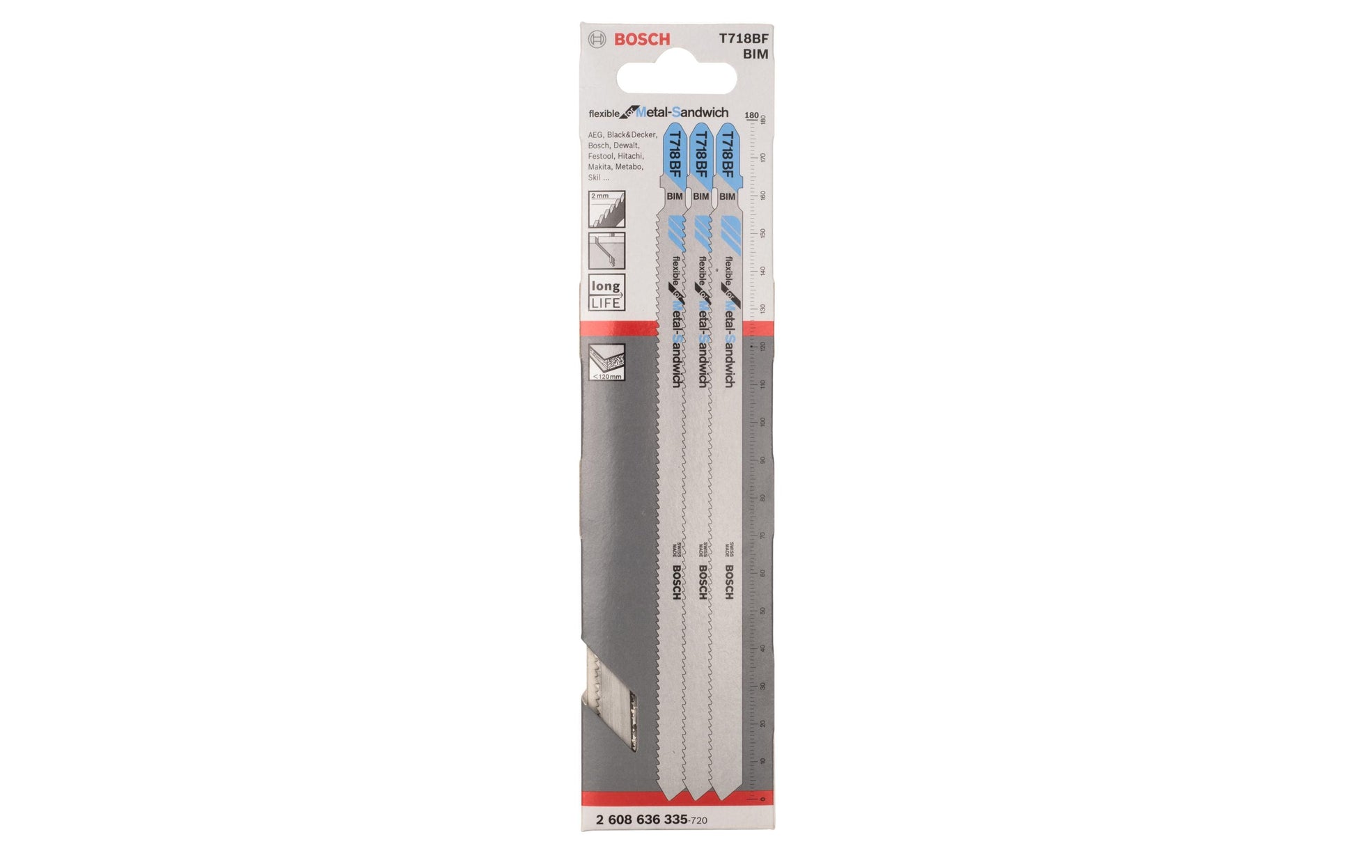Bosch Professional T 718 BF Stichsägeblatt 180 mm Bimetall – für Metall – 3 Stk