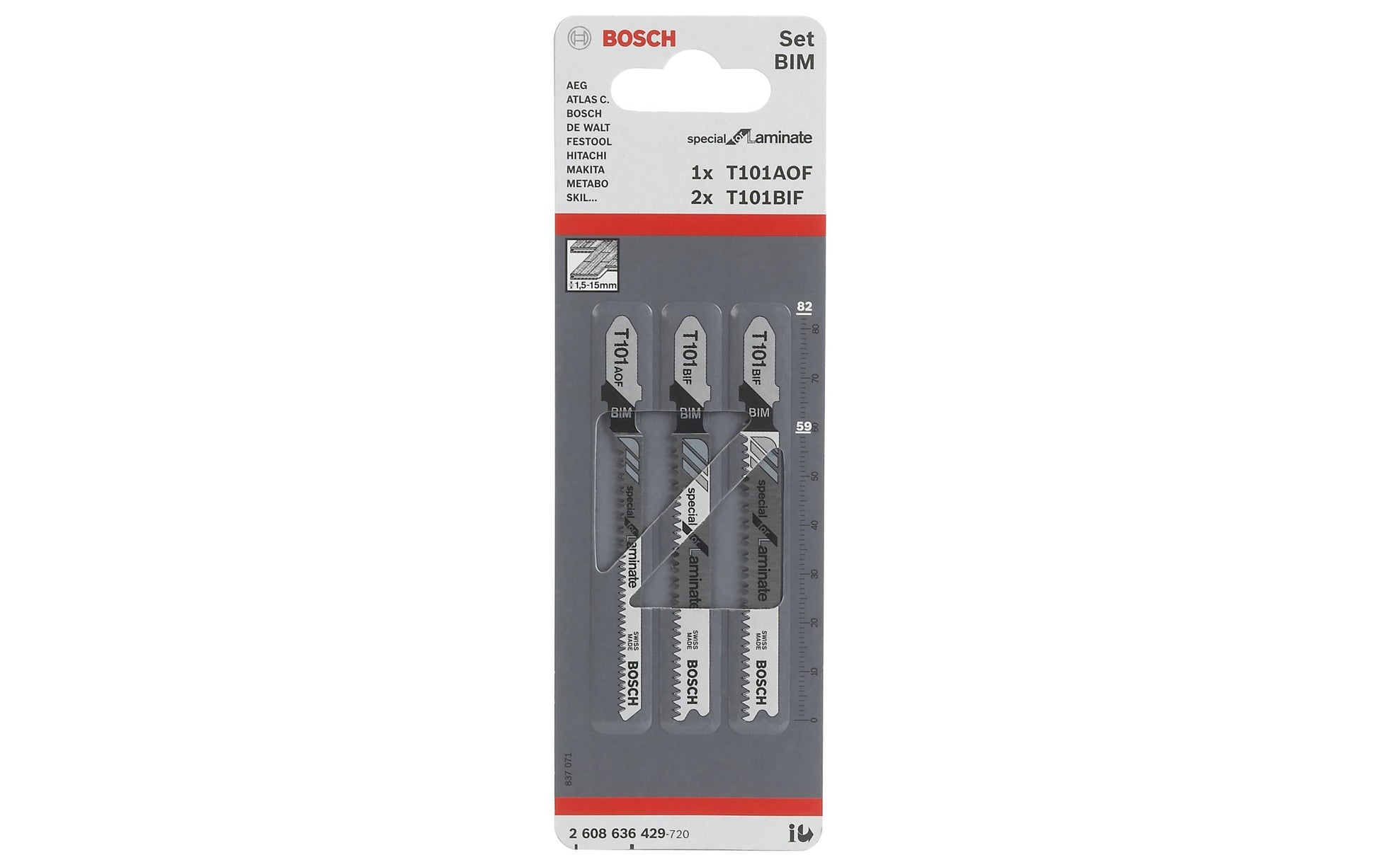 Bosch Professionelles Stichsägeblatt-Set T 101 BIF/2× T 101 AOF – für Laminat – 3-teilig