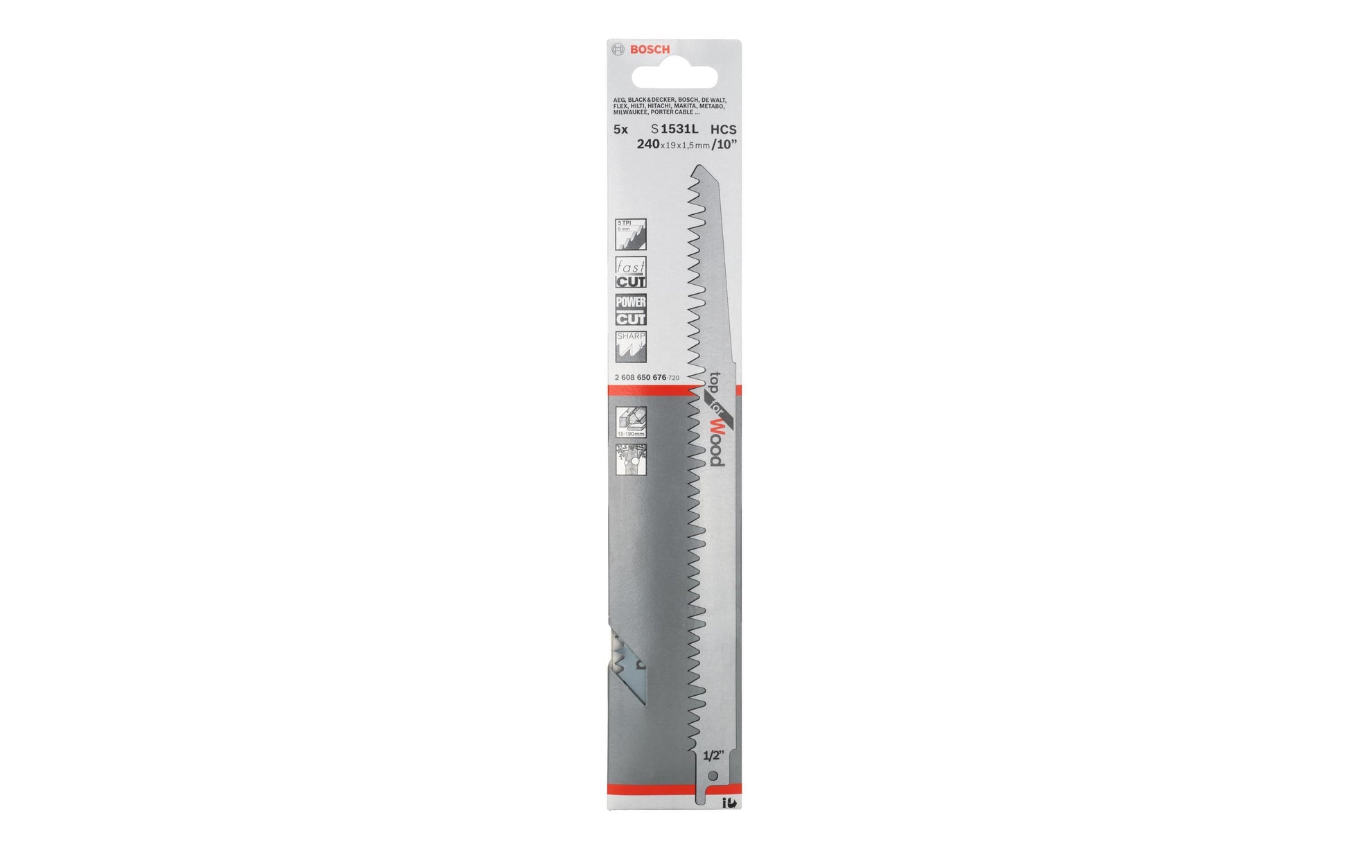 Bosch Professional S 1531 L Säbelsägeblatt – für Holz – 5 Stk