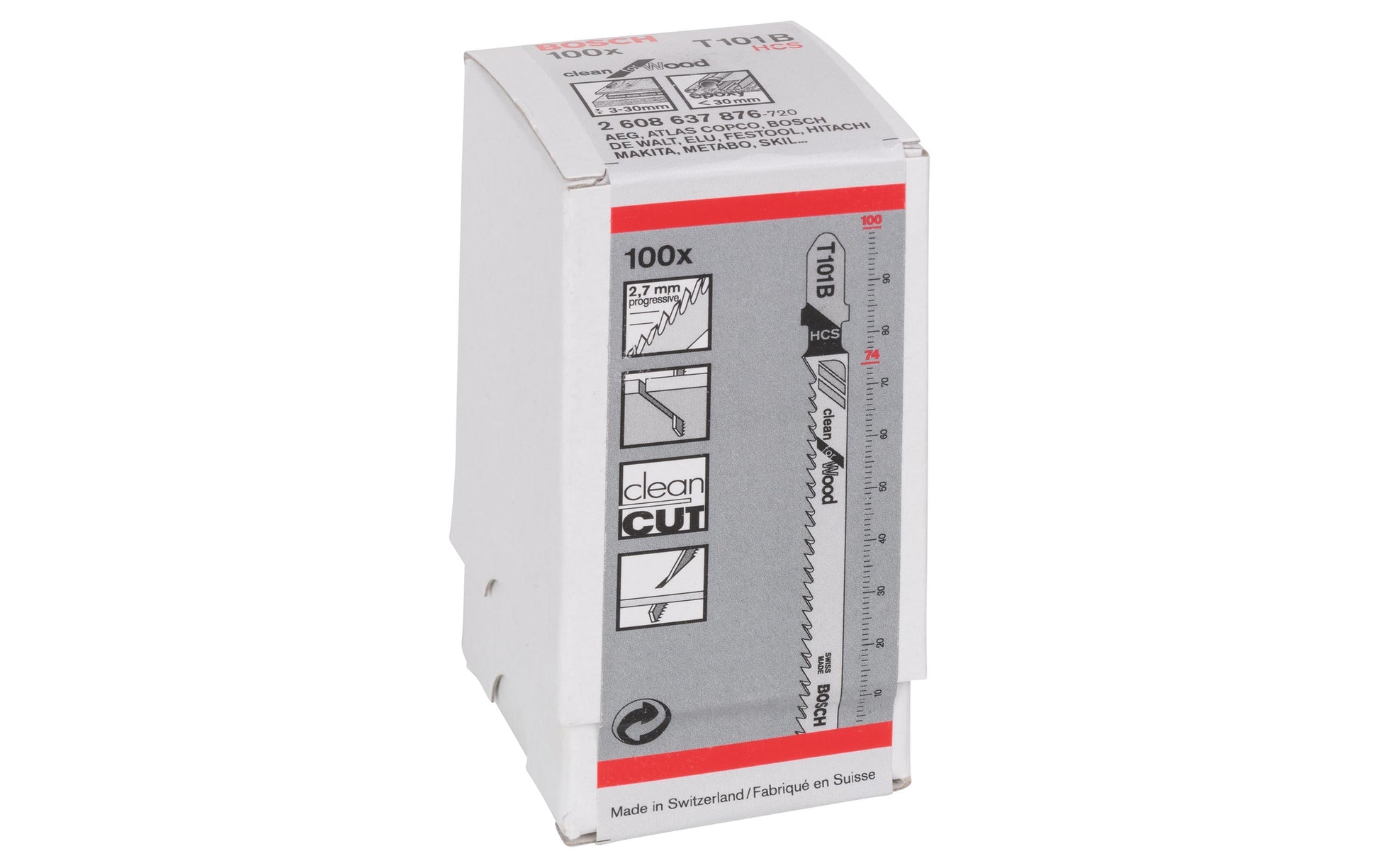 Bosch Professional – Stichsägeblatt, T 101 B, 74 mm × 100 mm × 2,7 mm, 100 Stk.
