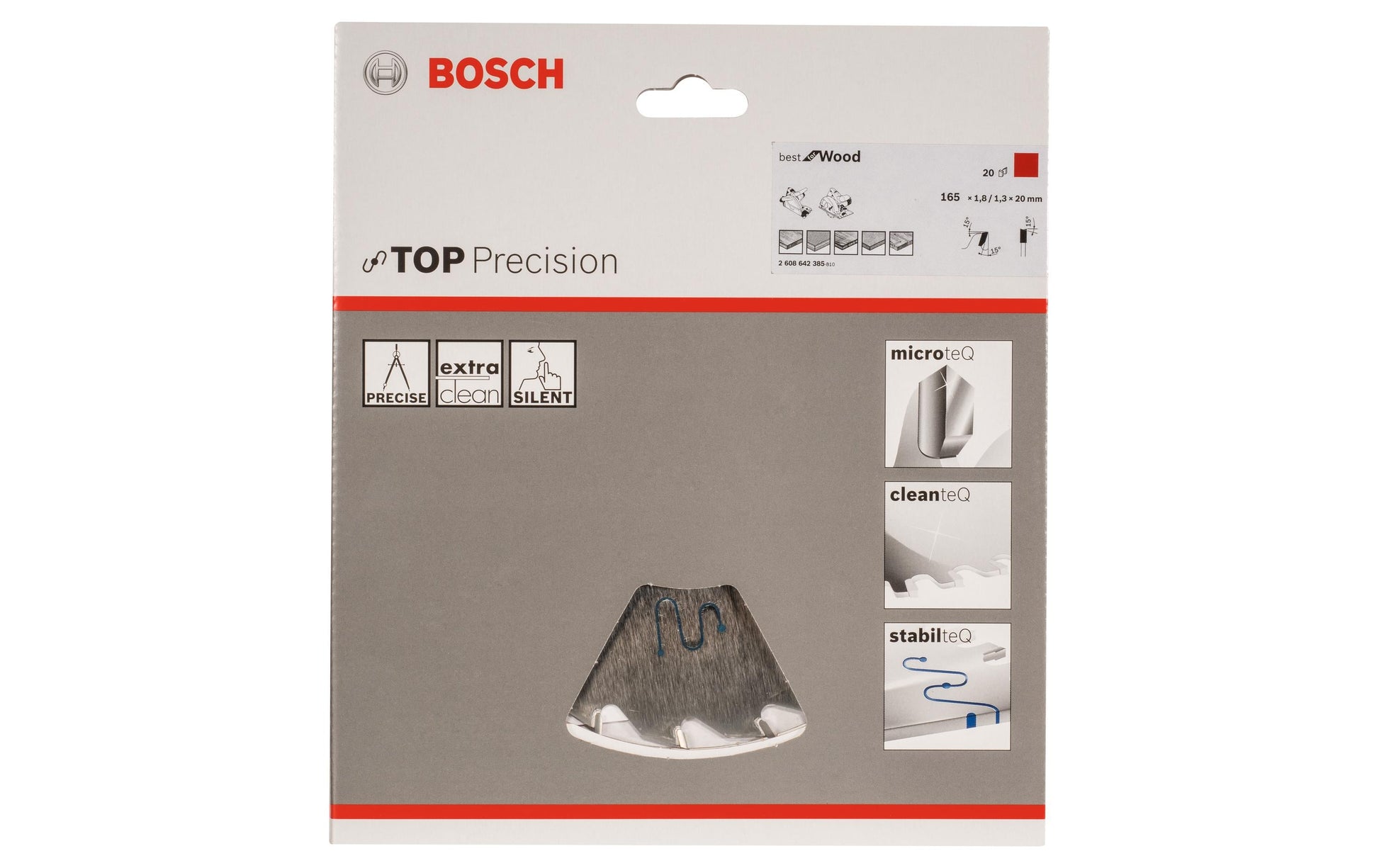Bosch Professional – Kreissägeblatt, Top Precision Best Wood, 2 608 642 385, 165 mm × 20 mm