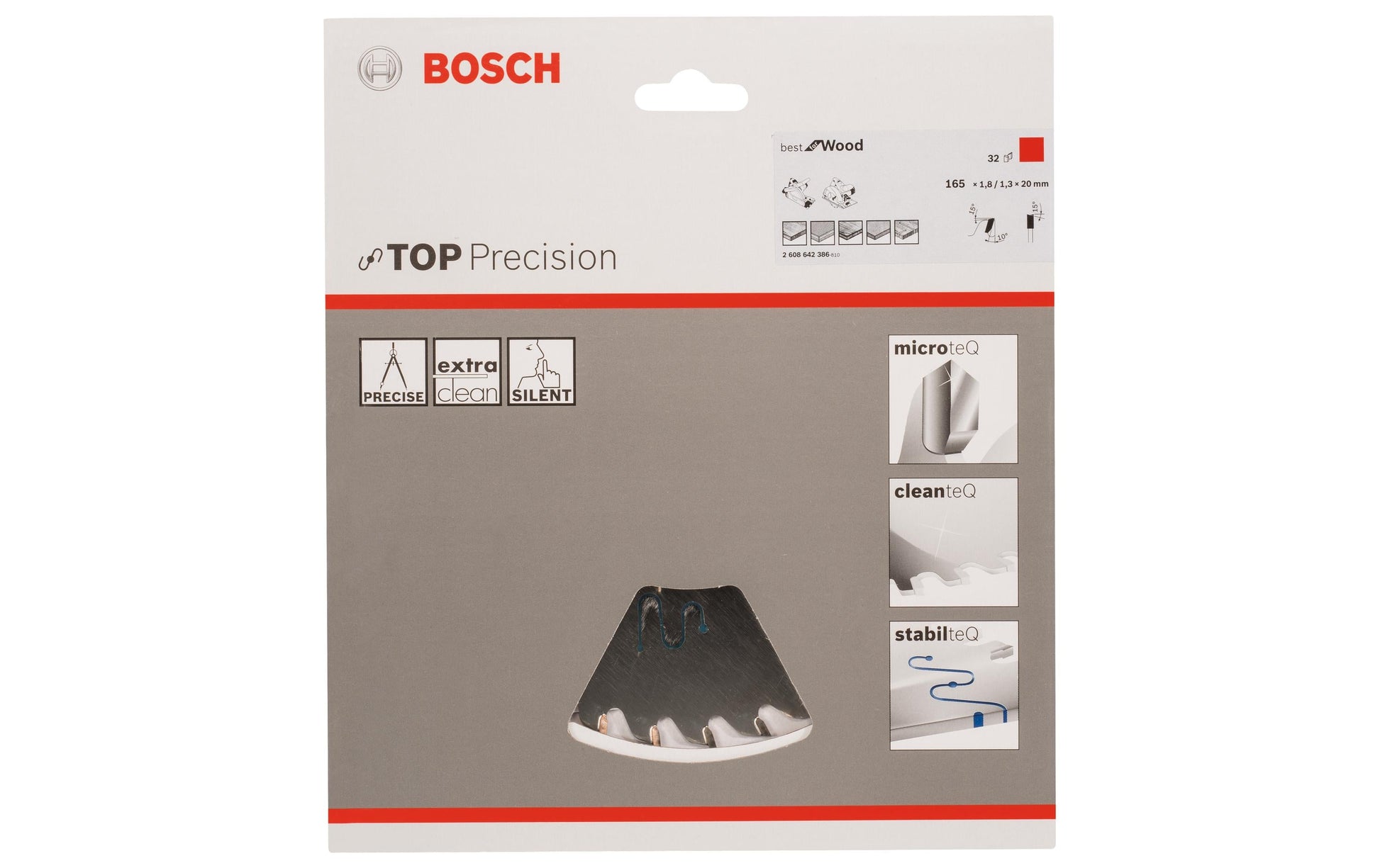 Bosch Professional – Kreissägeblatt, 32 Zähne, Top Precision Best Wood, 165 mm × 20 mm × 1,8 mm