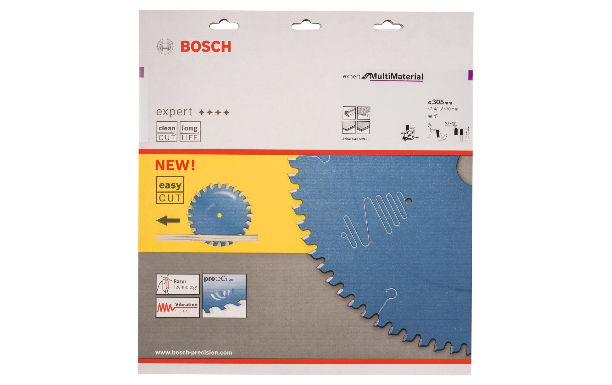 Bosch Professionelles Expert Multi Material Kreissägeblatt 305 × 30 × 2,4 mm, 96 Zähne – für Kunststoff – 1 Stk