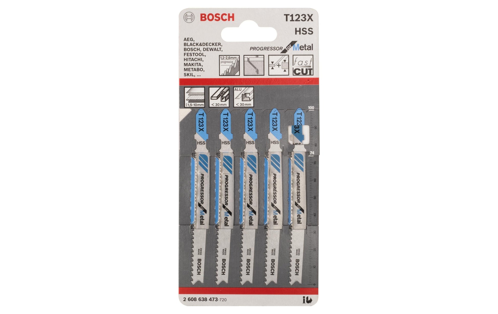 Bosch Professionelles Stichsägeblatt T 123 XF – für Metall – 5 Stk
