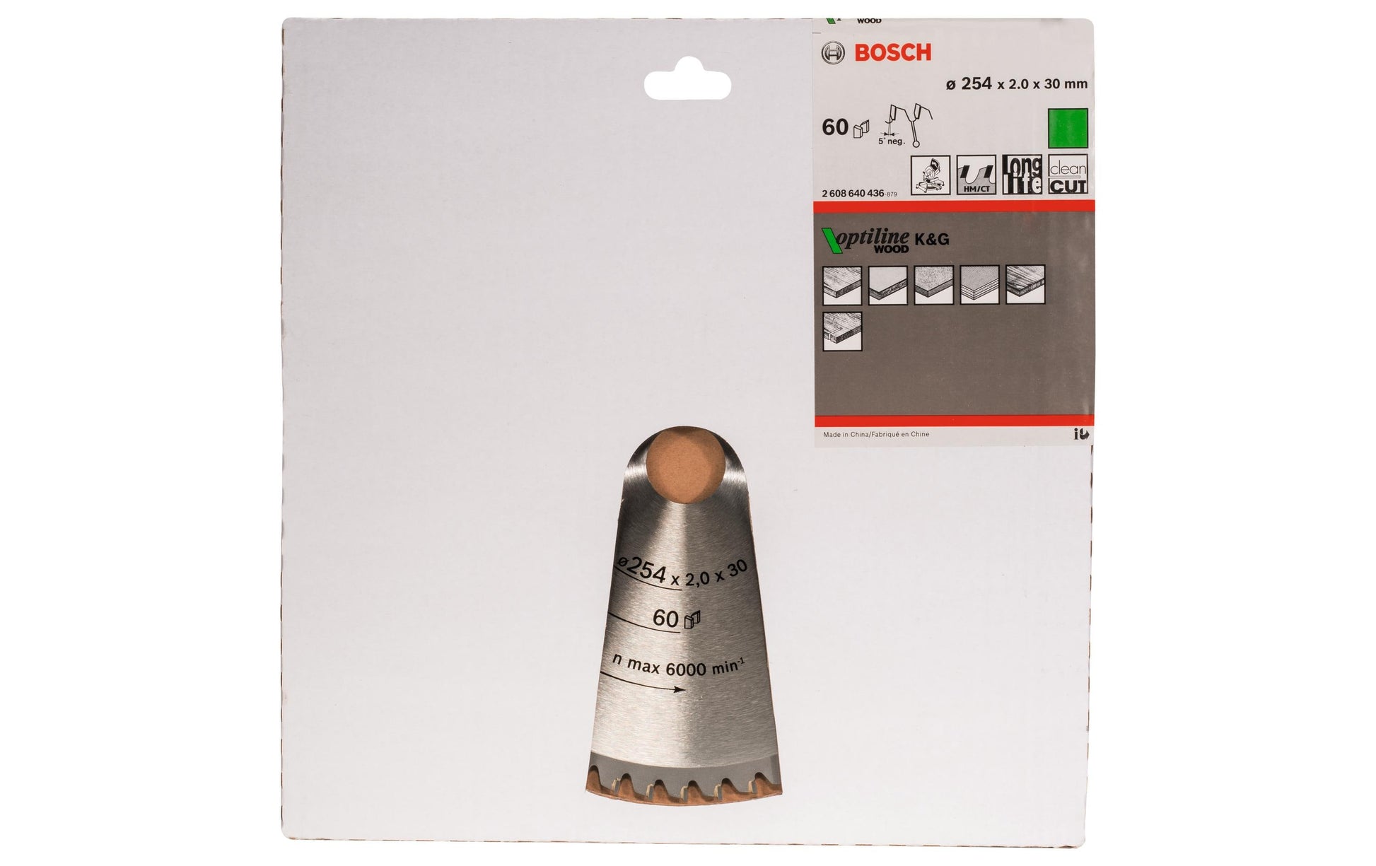 Bosch Professionelles Optiline Wood Kreissägeblatt 254 × 30 × 2 mm, 60 Zähne – für Holz – 1 Stk