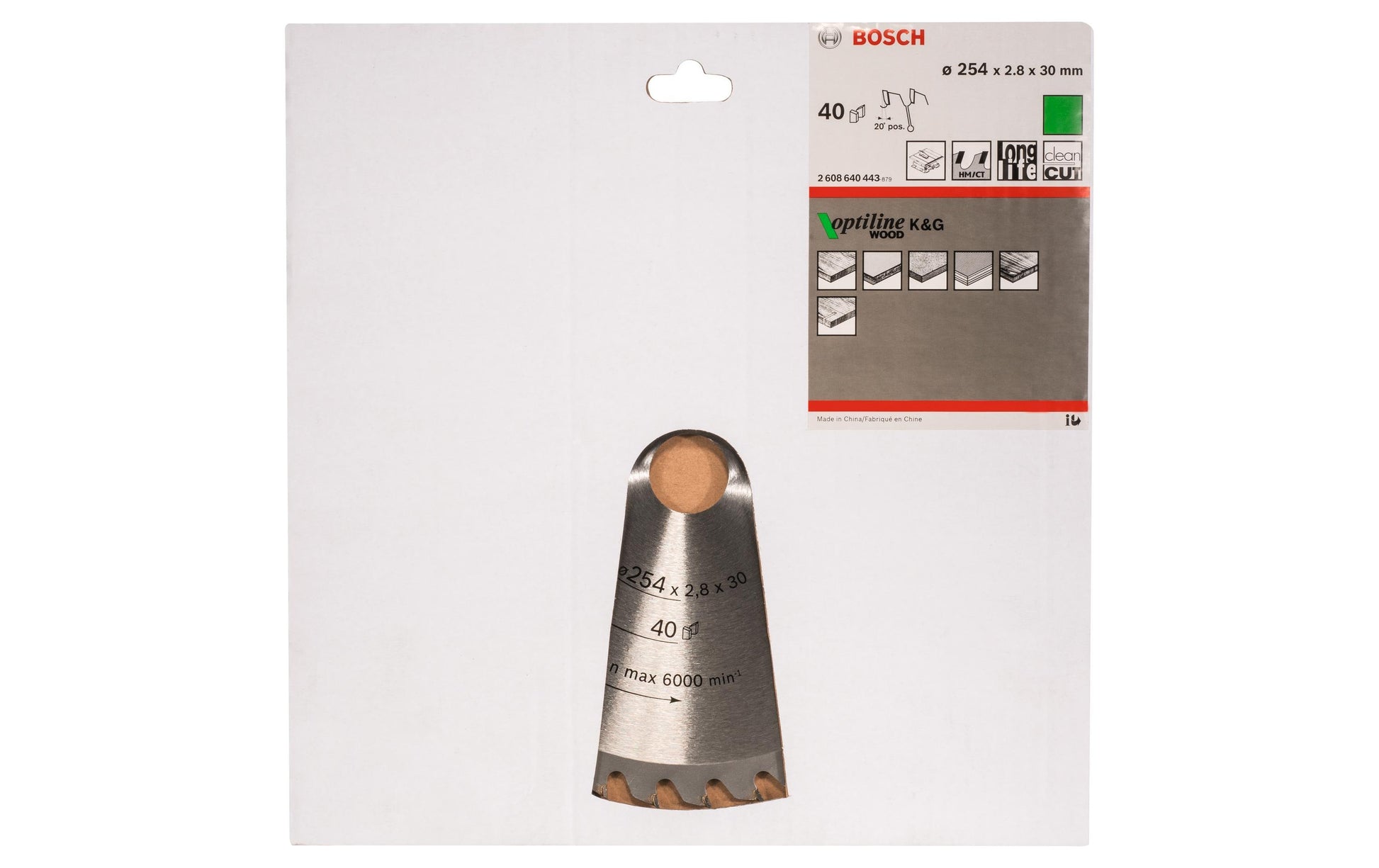 Bosch Professional – Kreissägeblatt, Optiline Wood, 254 mm × 30 mm × 2,8 mm, 40 Zähne