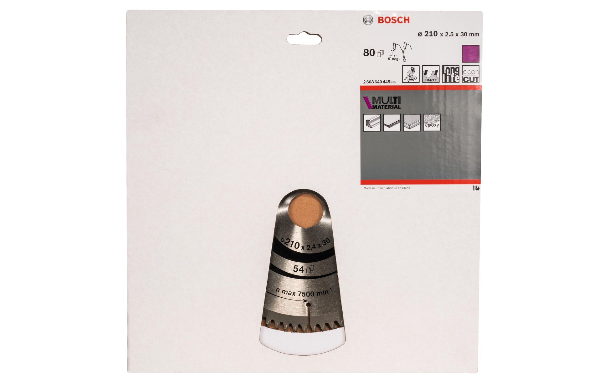 Bosch Professional – Kreissägeblatt, Multi Material, 80 Zähne, 2608640445, 210 mm × 30 mm × 2,5 mm