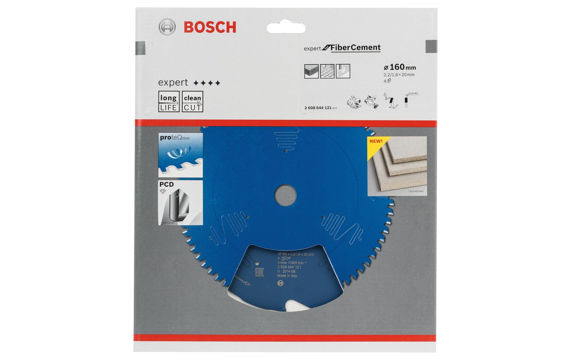 Bosch Professionelles Expert Faserzement-Kreissägeblatt 160 × 20 × 2,2 mm, 4 Zähne – TCG – für Faserzement – 1 Stück