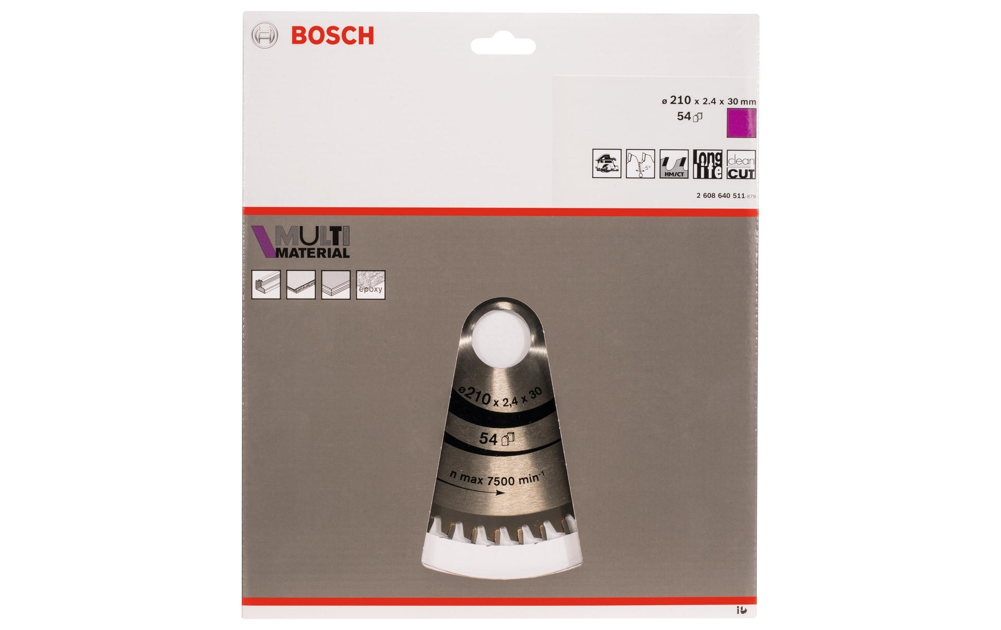 Bosch Professional – Kreissägeblatt, Multi Material, 2608640511, 210 mm × 30 mm × 2,4 mm